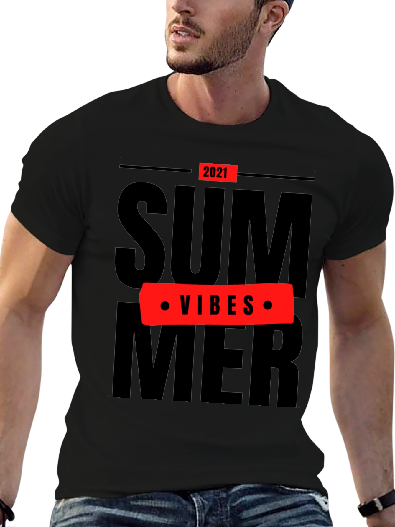 Black Summer Vibes 2021 Black T-Shirt view 6