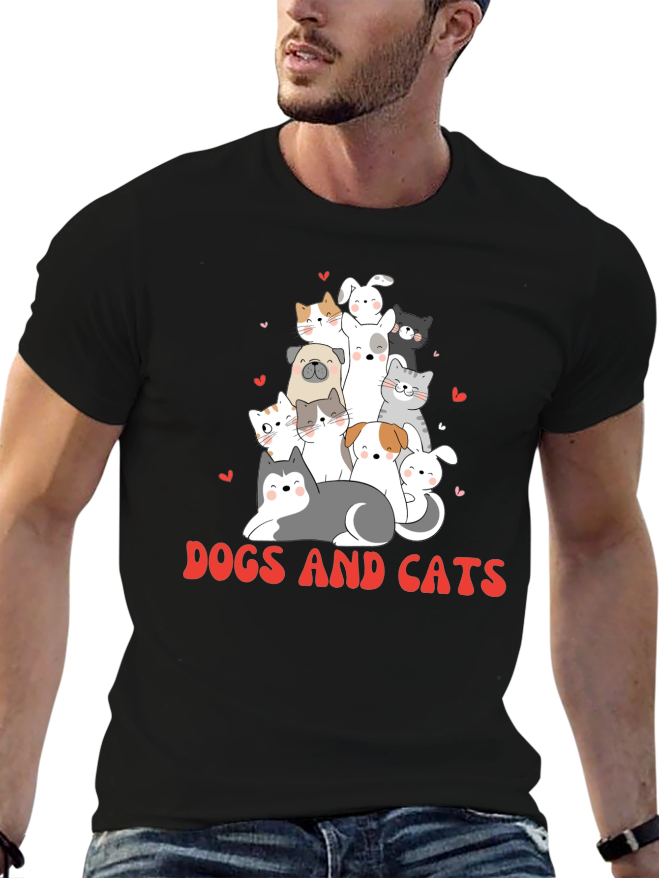 Cute Dogs and Cats Graphic T-Shirt - 6