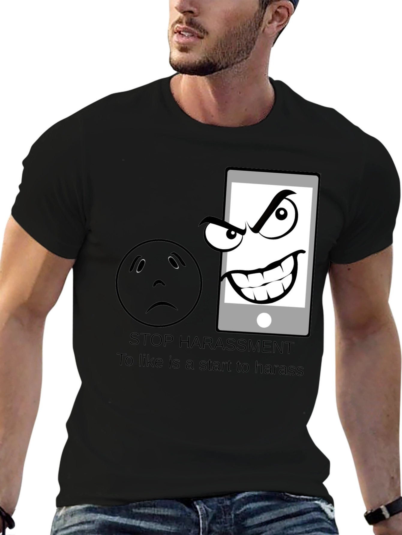 Black Stop Harassment Graphic T-Shirt view 6