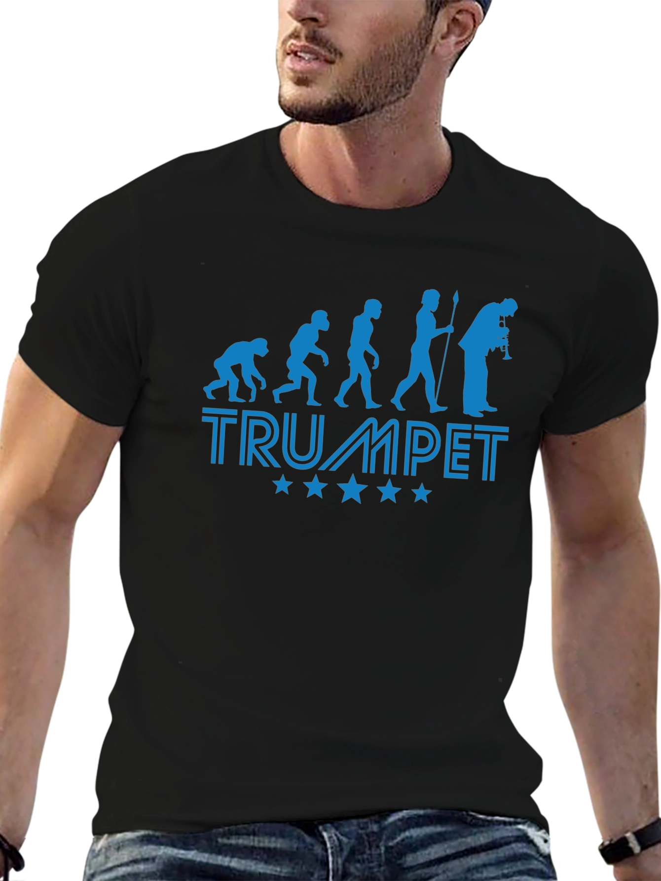Black Trumpet Evolution T-Shirt - Musician Gift view 6