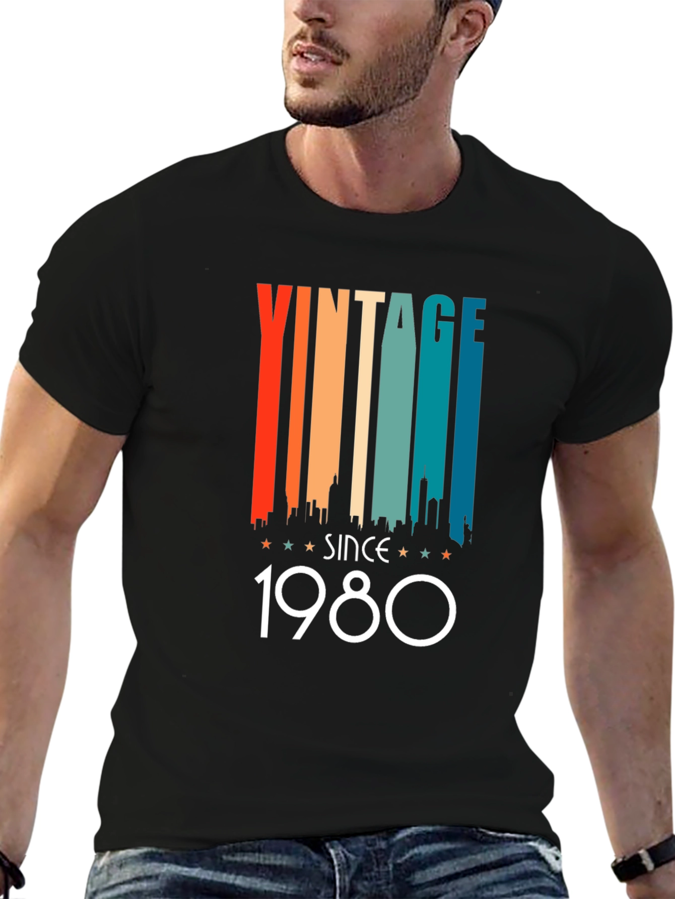 Black Vintage Since 1980 Black T-Shirt view 6