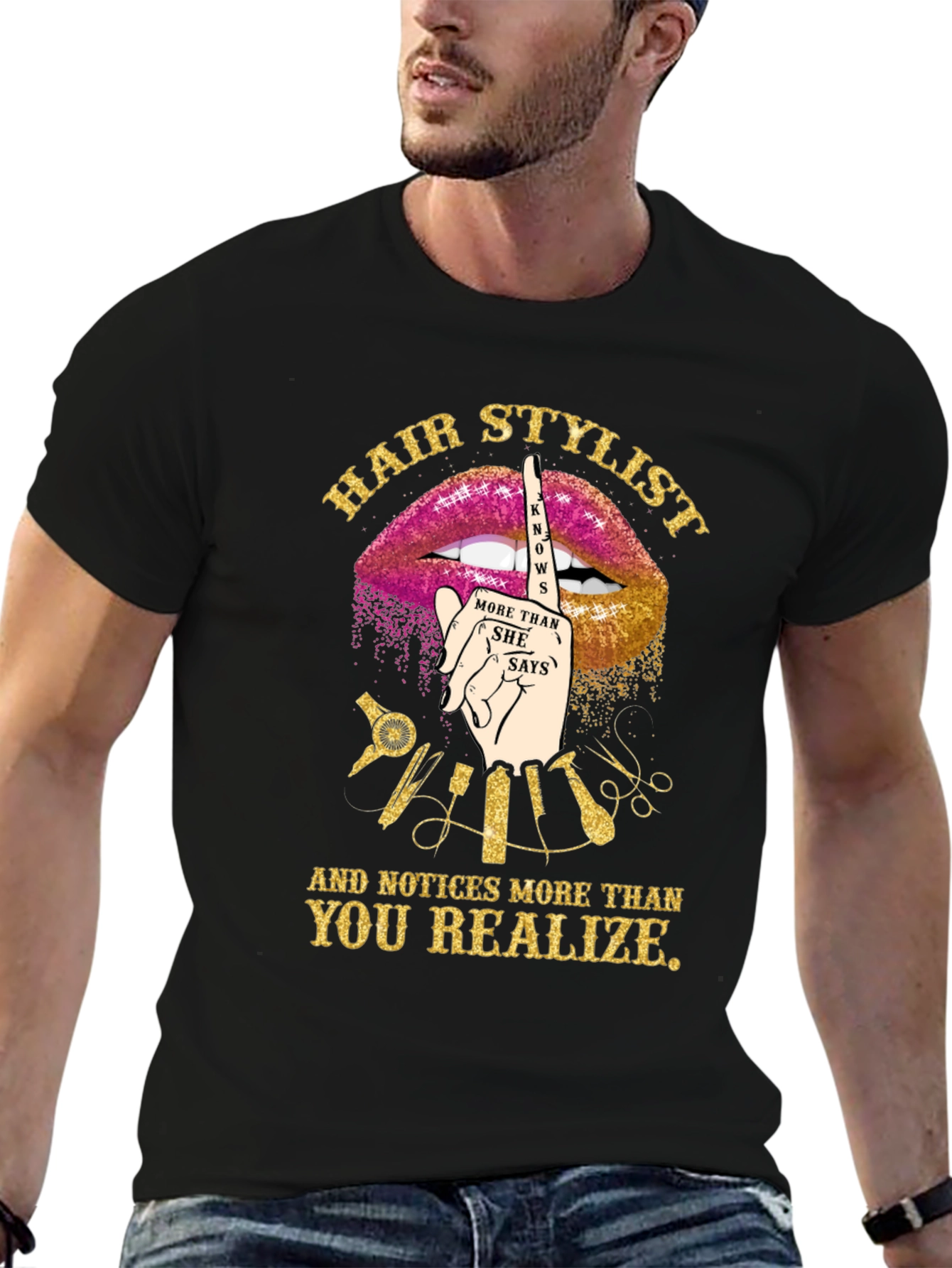Black Hair Stylist Knows More Funny Graphic Tee view 6