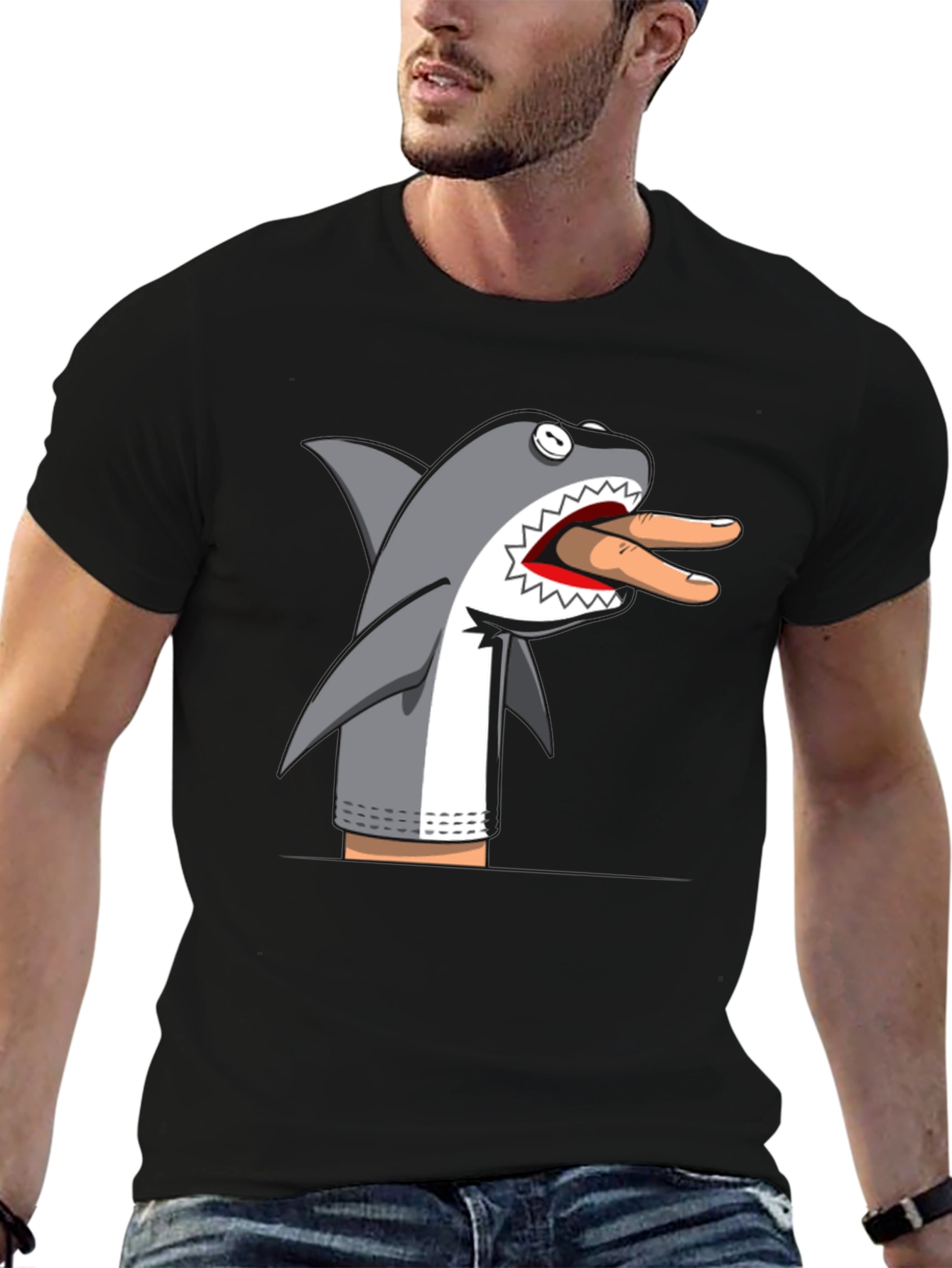 Black Shark Puppet Graphic T-Shirt view 6
