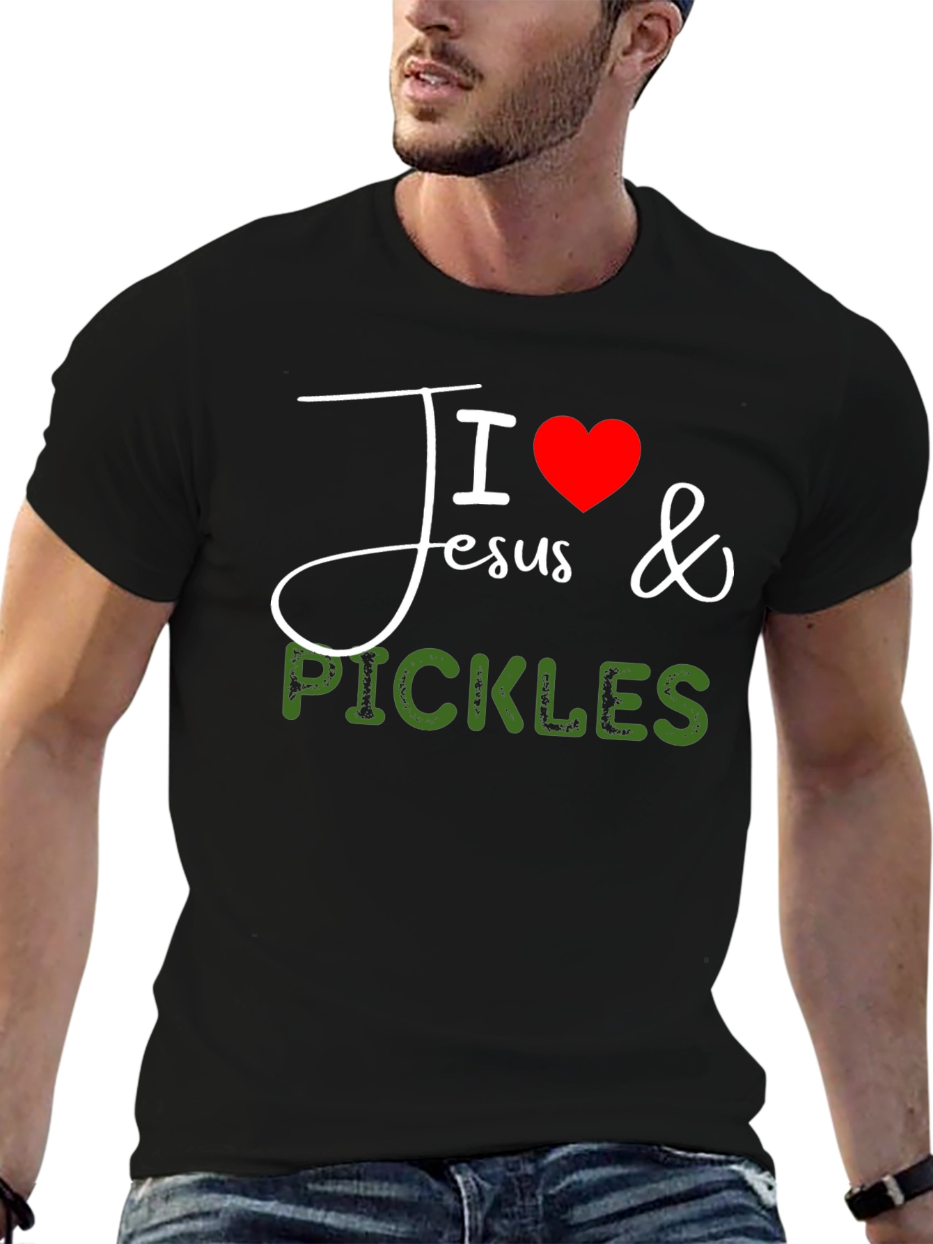 Black I Love Jesus & Pickles Graphic T-Shirt view 6