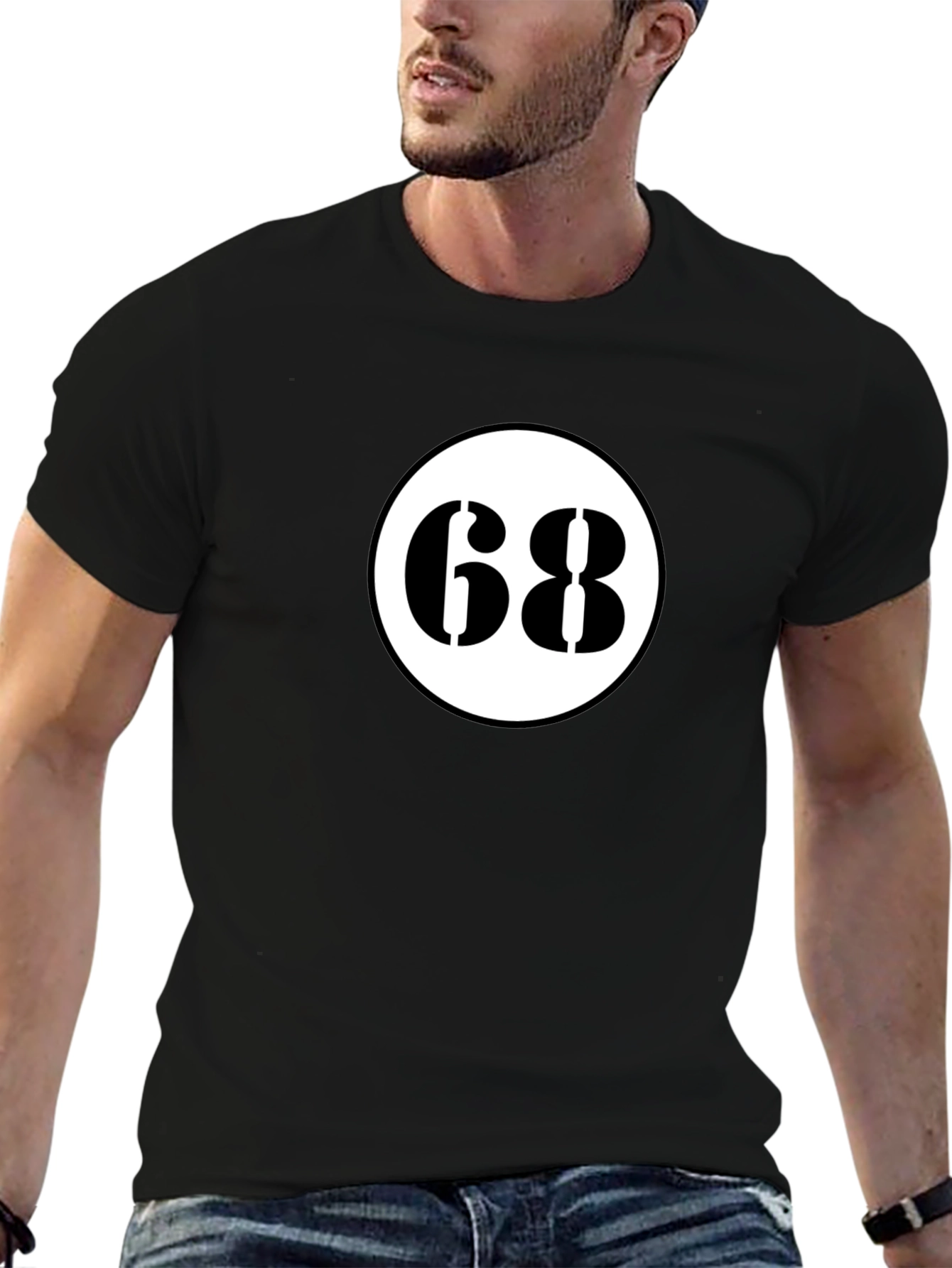 Black Retro 68 Racer Tee - Black Cotton Blend Shirt view 6