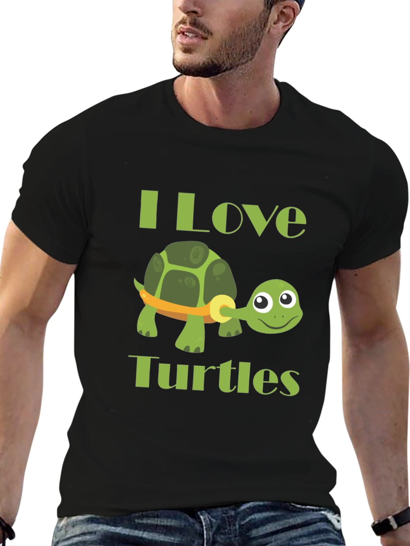Black I Love Turtles Graphic T-Shirt view 6