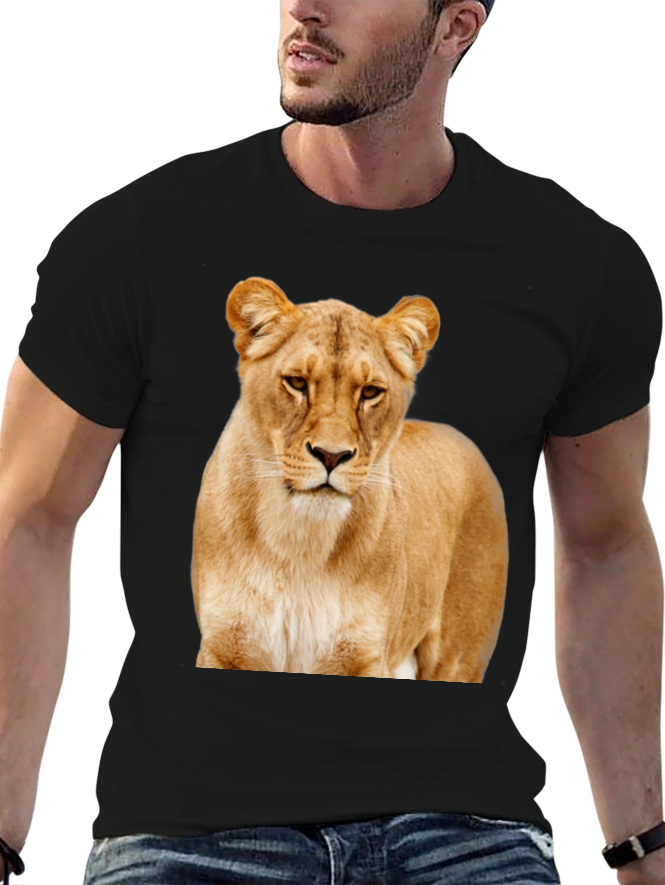 Black Lion Graphic Tee - Stylish Animal Print T-Shirt view 6