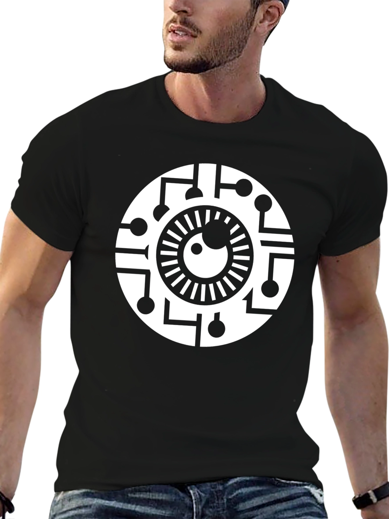 Black Cyber Eye T-Shirt - Futuristic Graphic Tee view 6