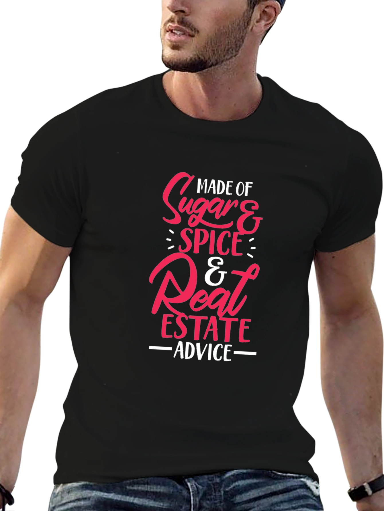 Black Made of Sugar Spice Real Estate Advice Graphic Tee view 6