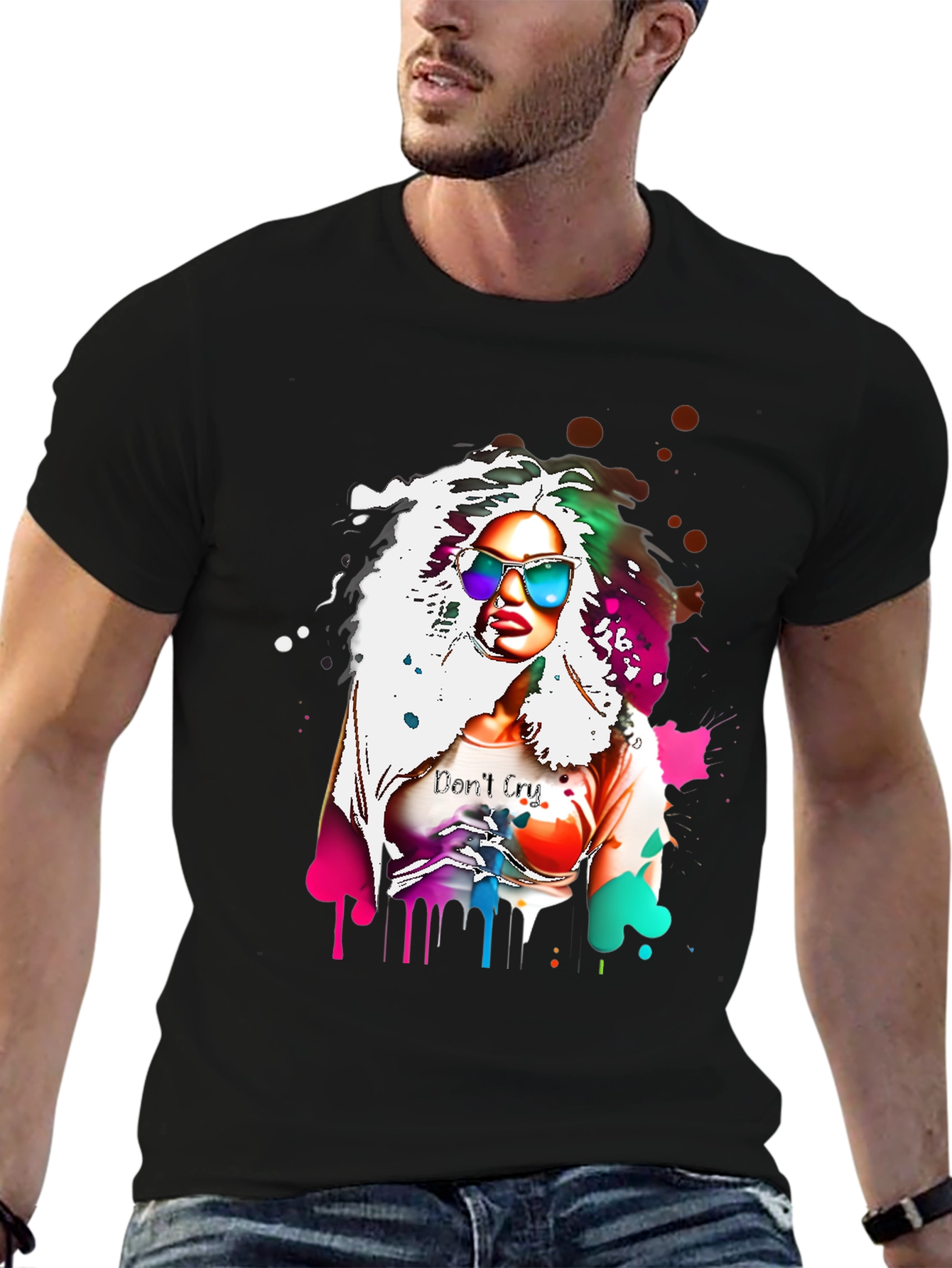 Black Colorful Woman Graphic Tee view 6