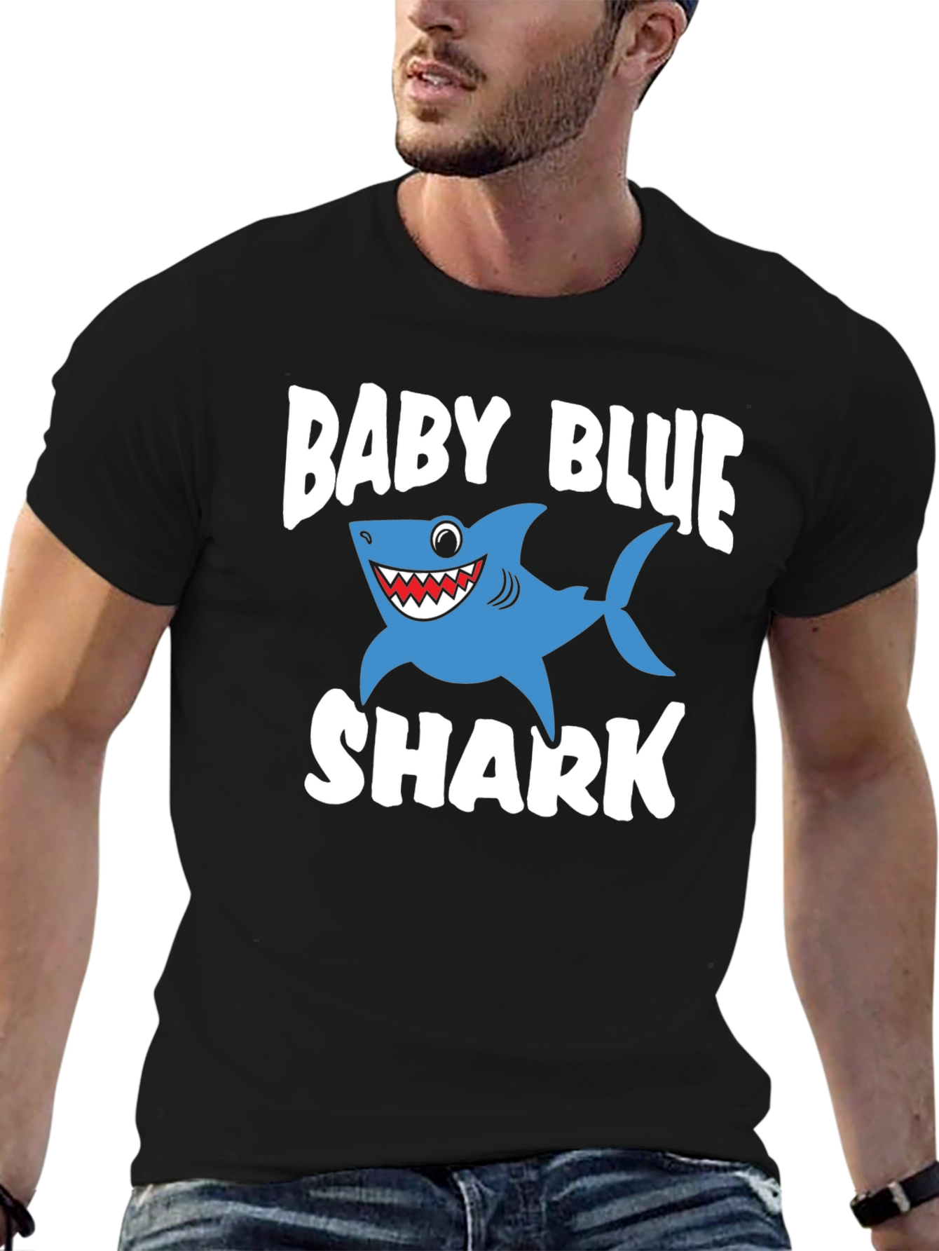 Black Baby Blue Shark Graphic T-Shirt view 6