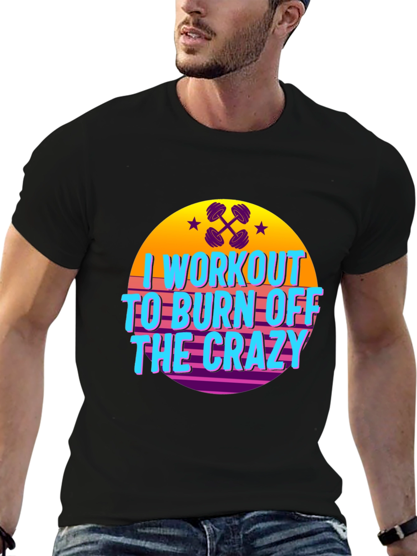 Black Workout to Burn Off The Crazy Graphic Tee view 6