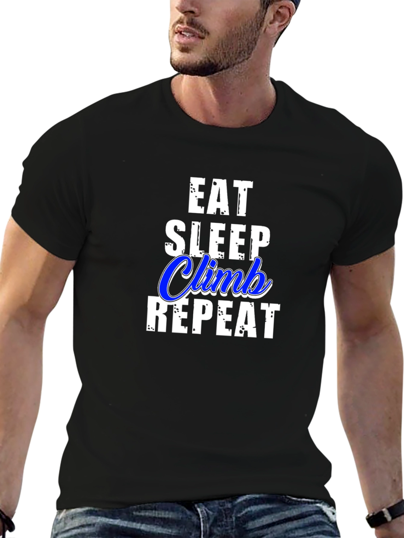 Black Eat Sleep Climb Repeat Black T-Shirt view 6