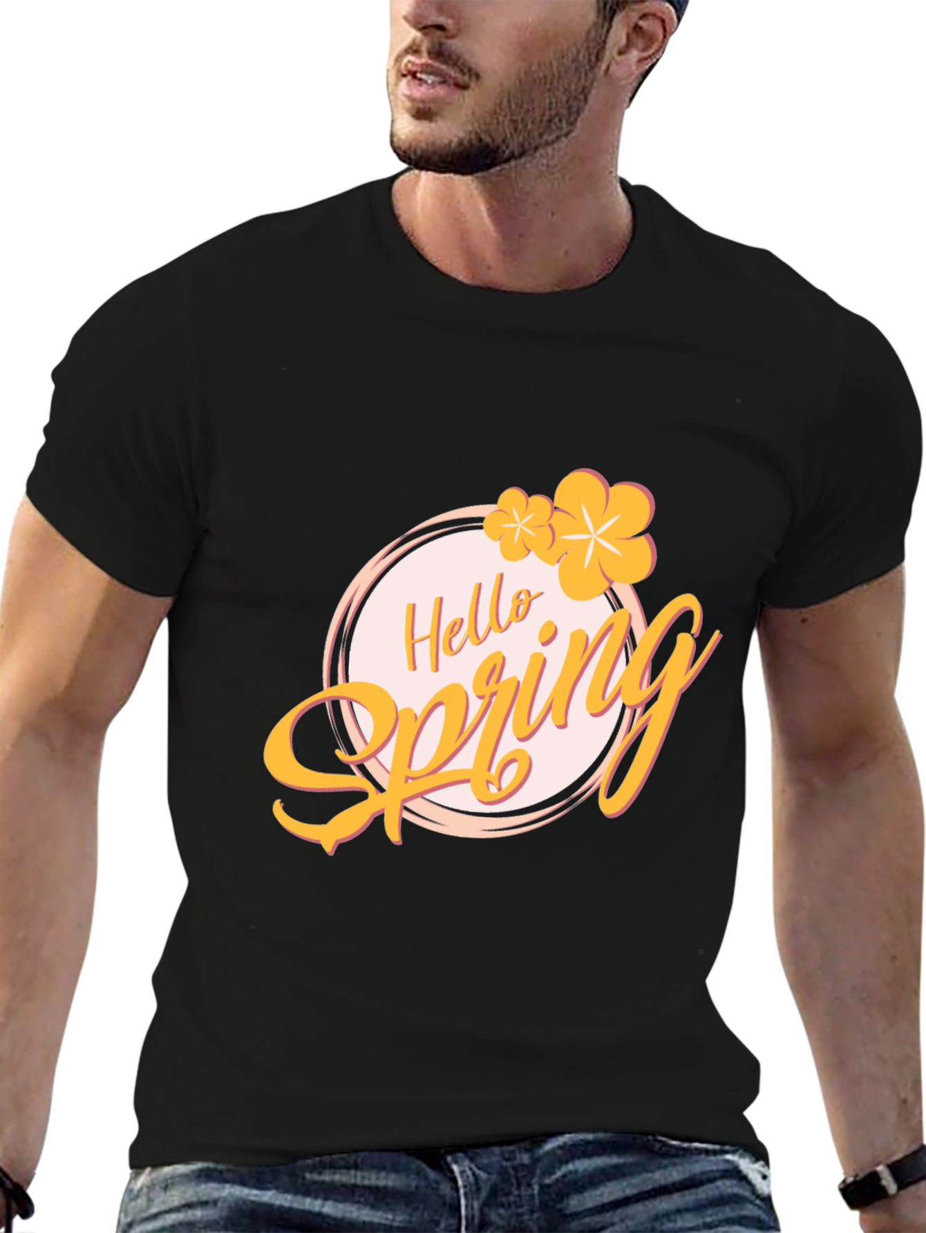 Black Hello Spring Graphic Tee view 6