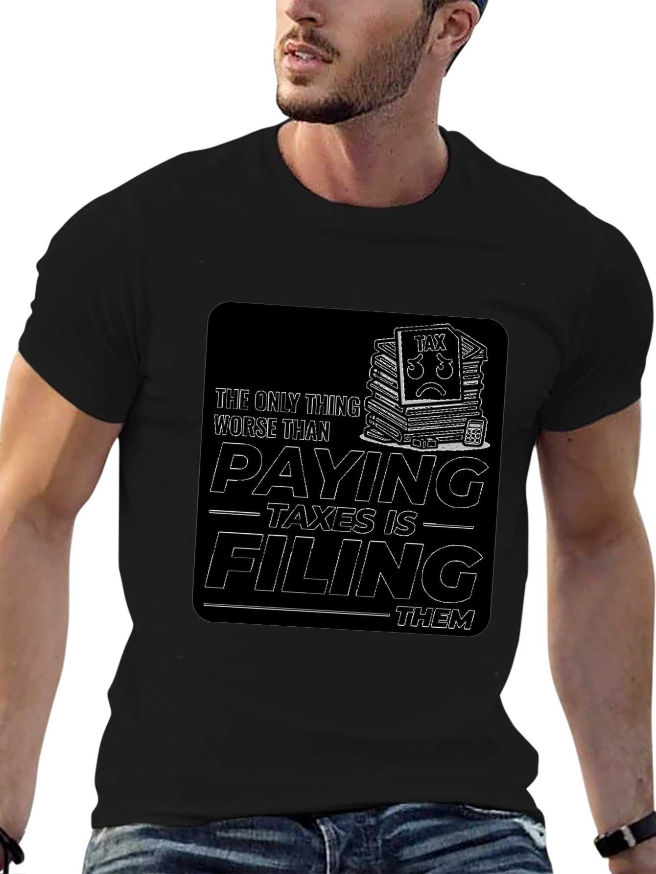 Black Funny Tax Season T-Shirt Filing Taxes Graphic Tee view 6