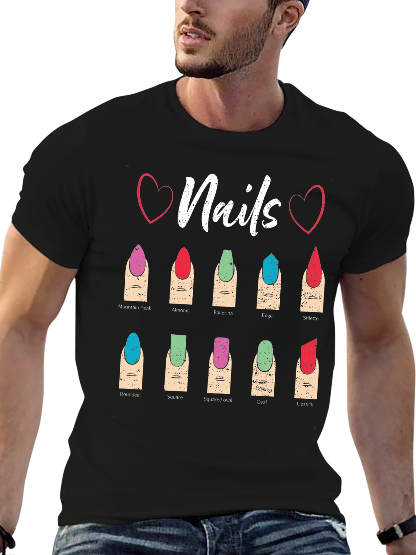 Black Nail Shape T-Shirt: Manicure Styles Tee view 6