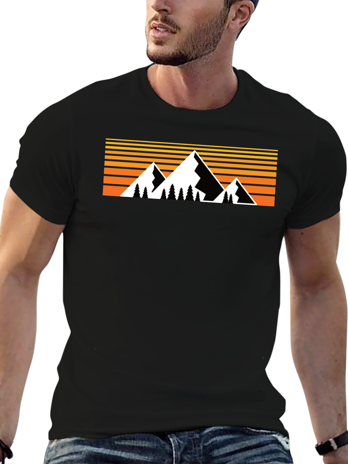Black Mountain Sunset Graphic T-Shirt - Nature Inspired Design view 6