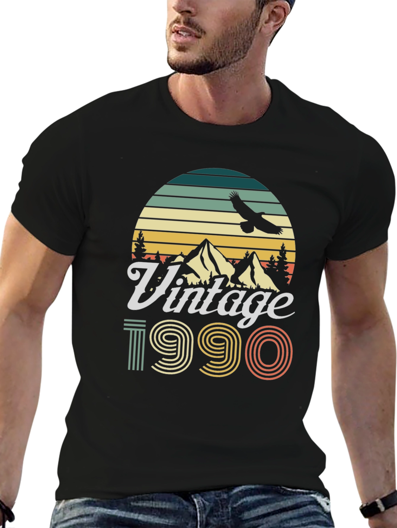 Black Vintage 1990 T-Shirt Retro Style Birthday Gift view 6