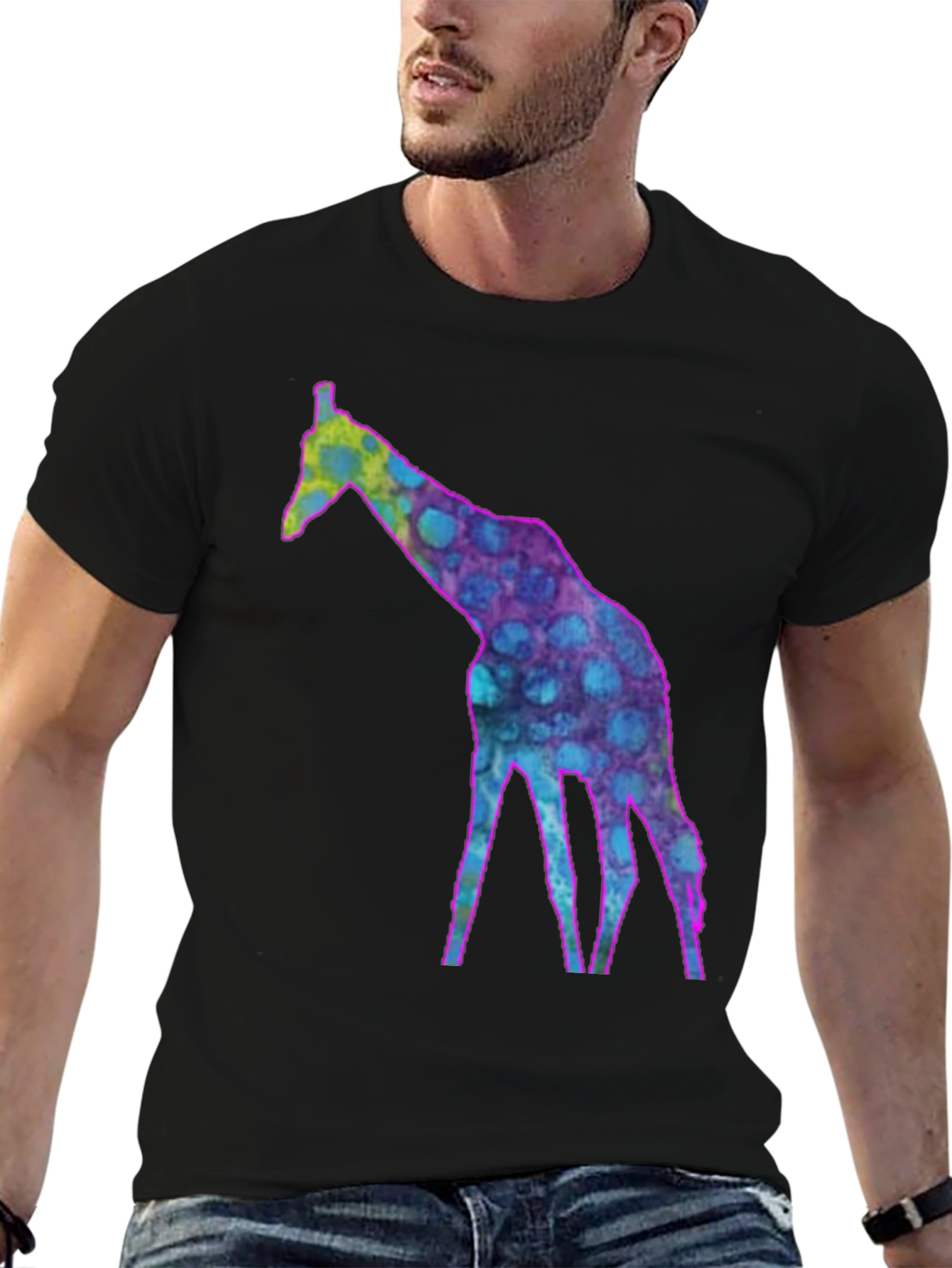 Black Cool Giraffe Graphic Tee - Funky Fashion T-Shirt view 6