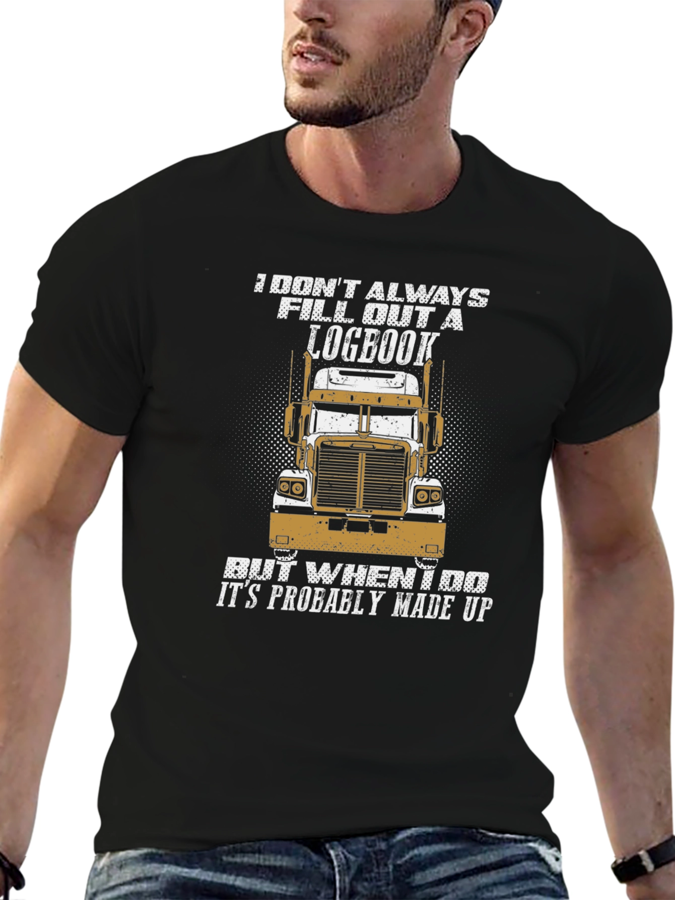 Black Funny Trucker T-Shirt - Logbook Humor view 6