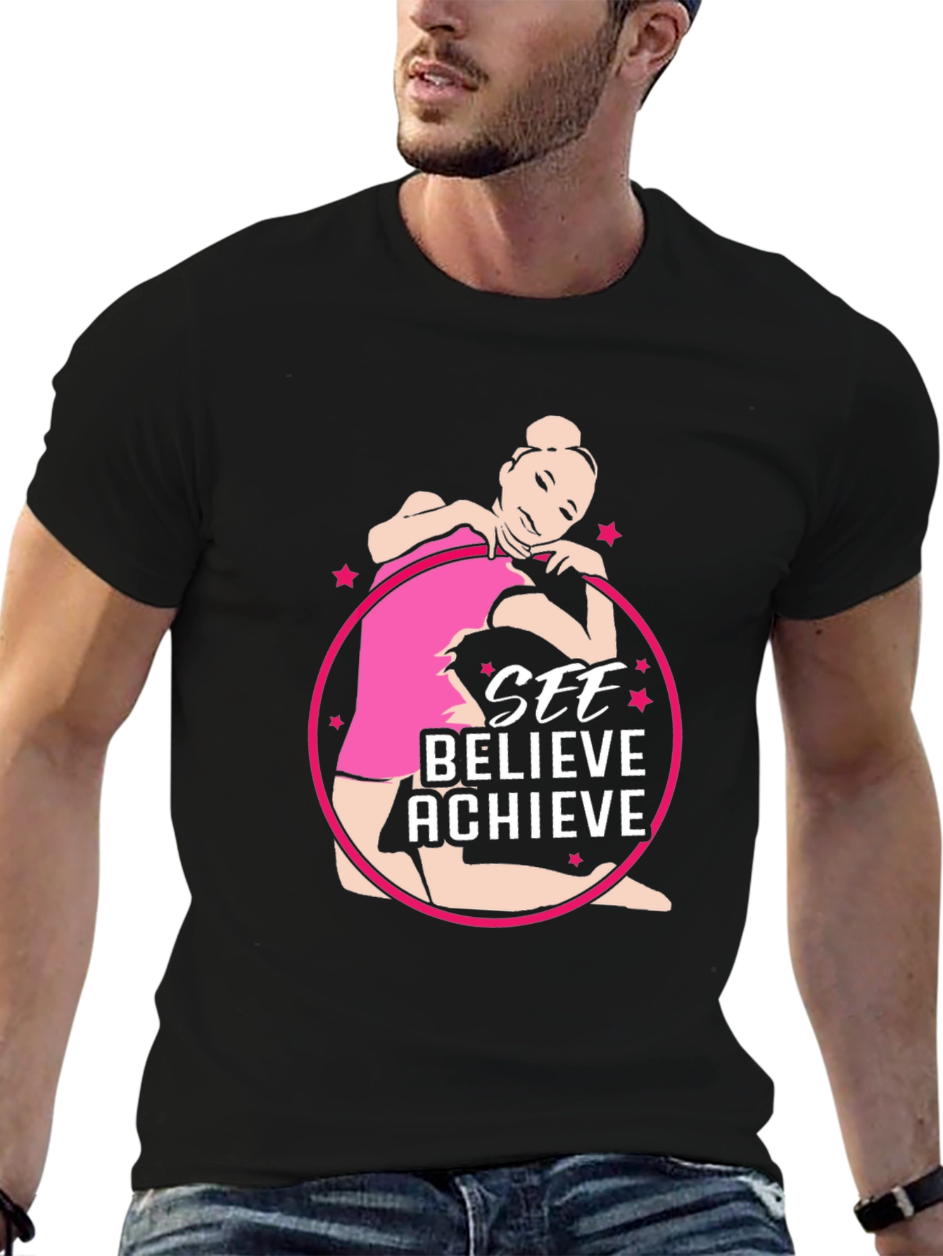 Black See Believe Achieve Gymnast Tee view 6