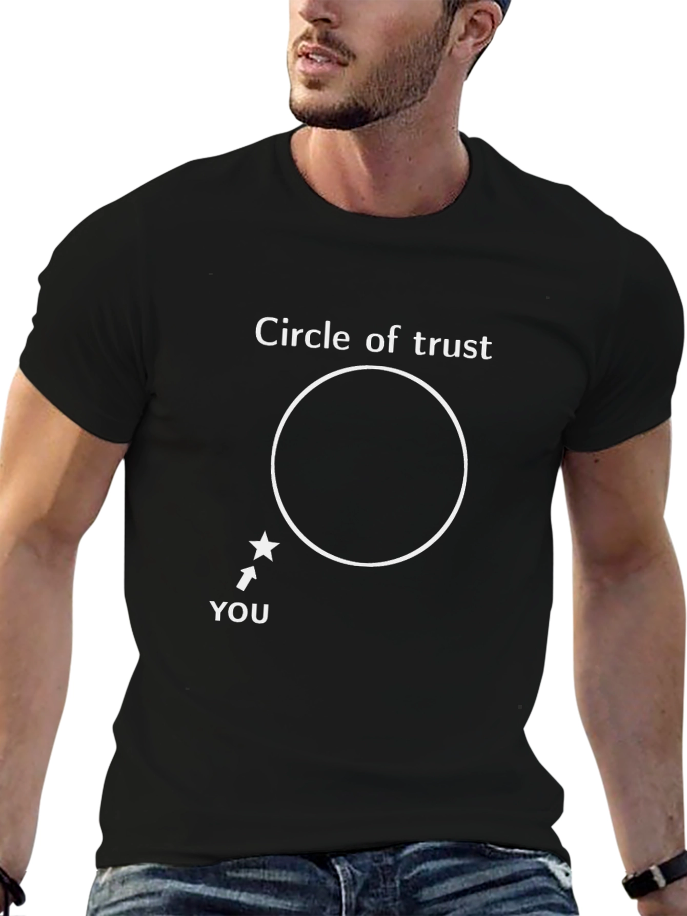Black Circle of Trust Funny Graphic Tee - Black view 6