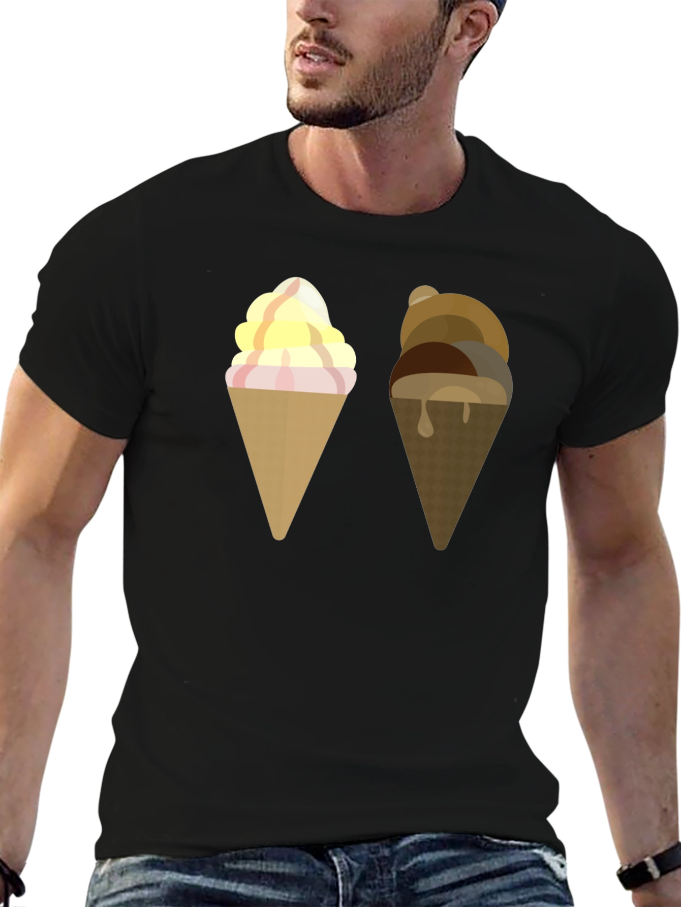 Black Ice Cream Cone Graphic T-Shirt view 6