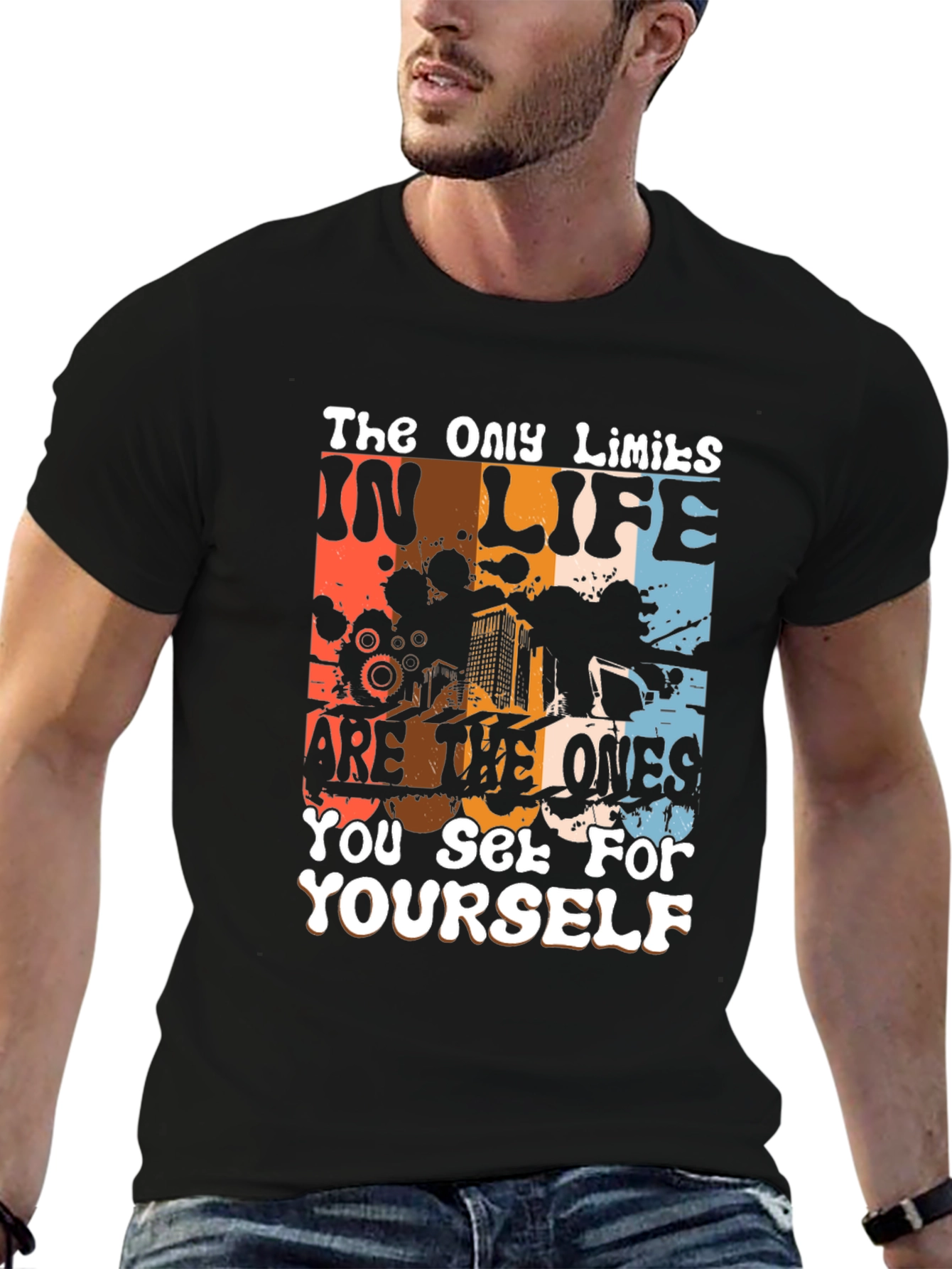 Black Inspirational Graphic Tee: The Only Limits T-Shirt view 6