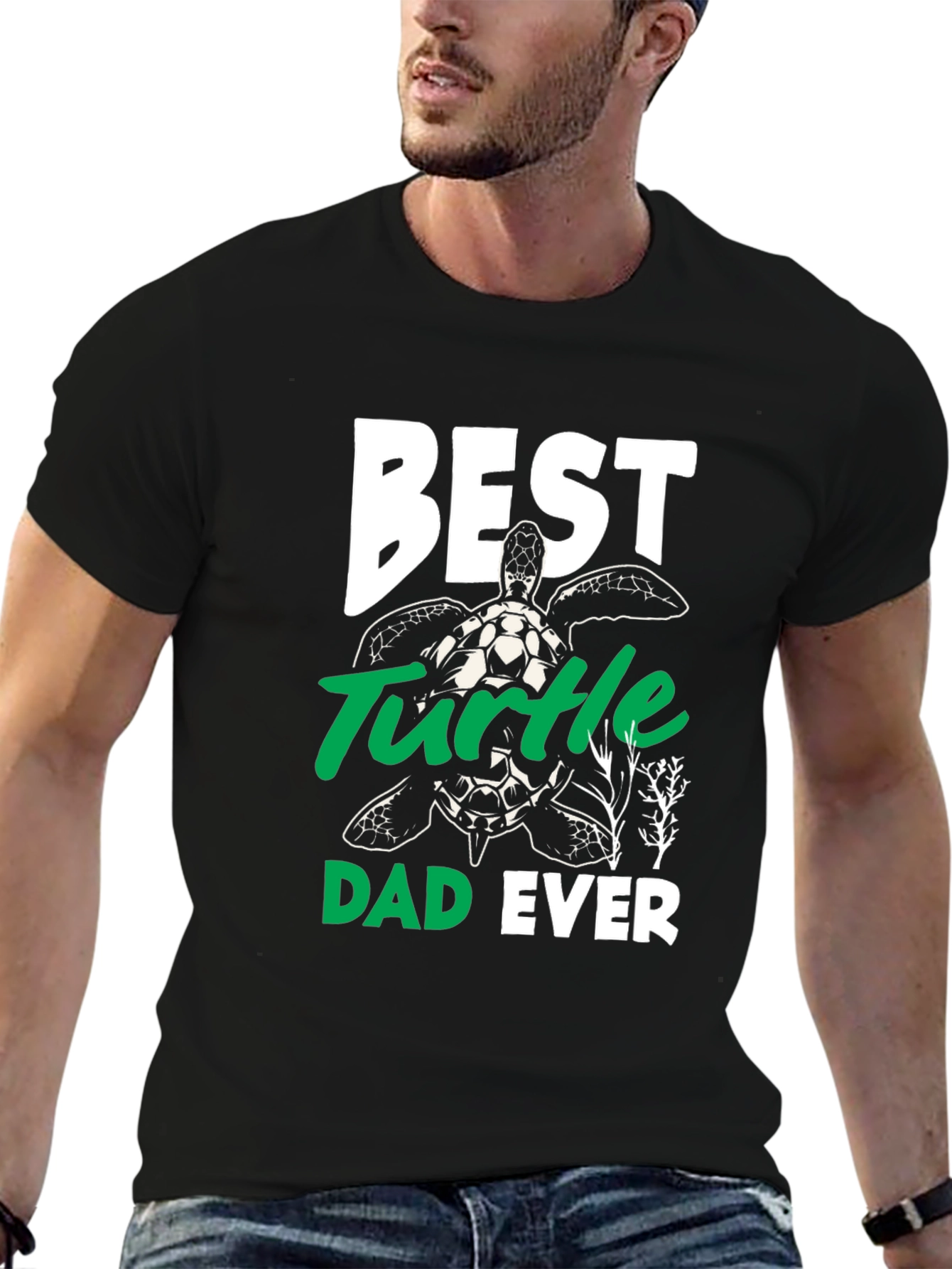 Black Best Turtle Dad Ever Graphic Tee view 6