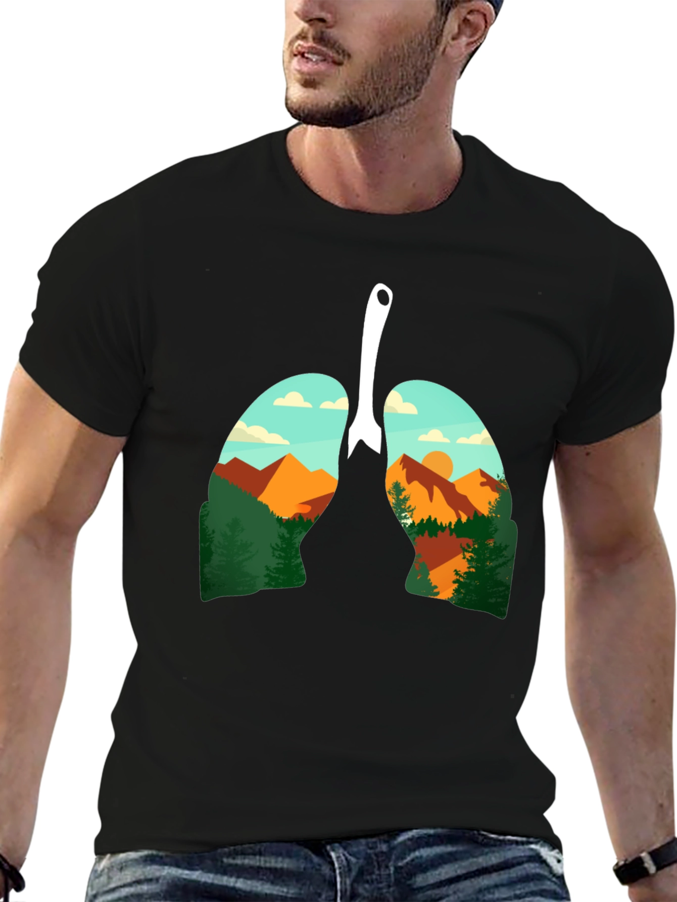 Black Lungs Nature Graphic Tee - Black view 6