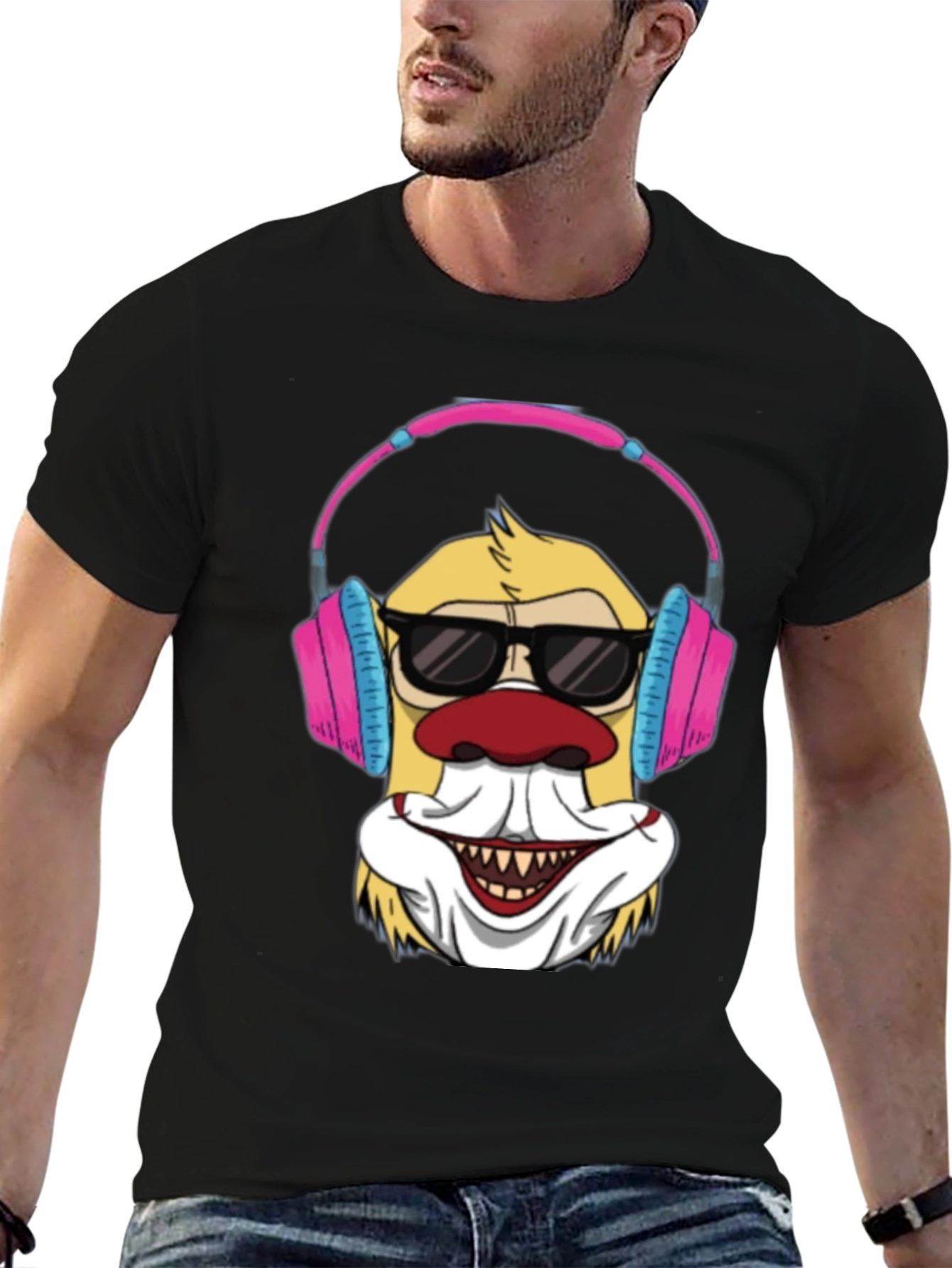 Black Clown DJ T-Shirt - Funny Graphic Tee view 6