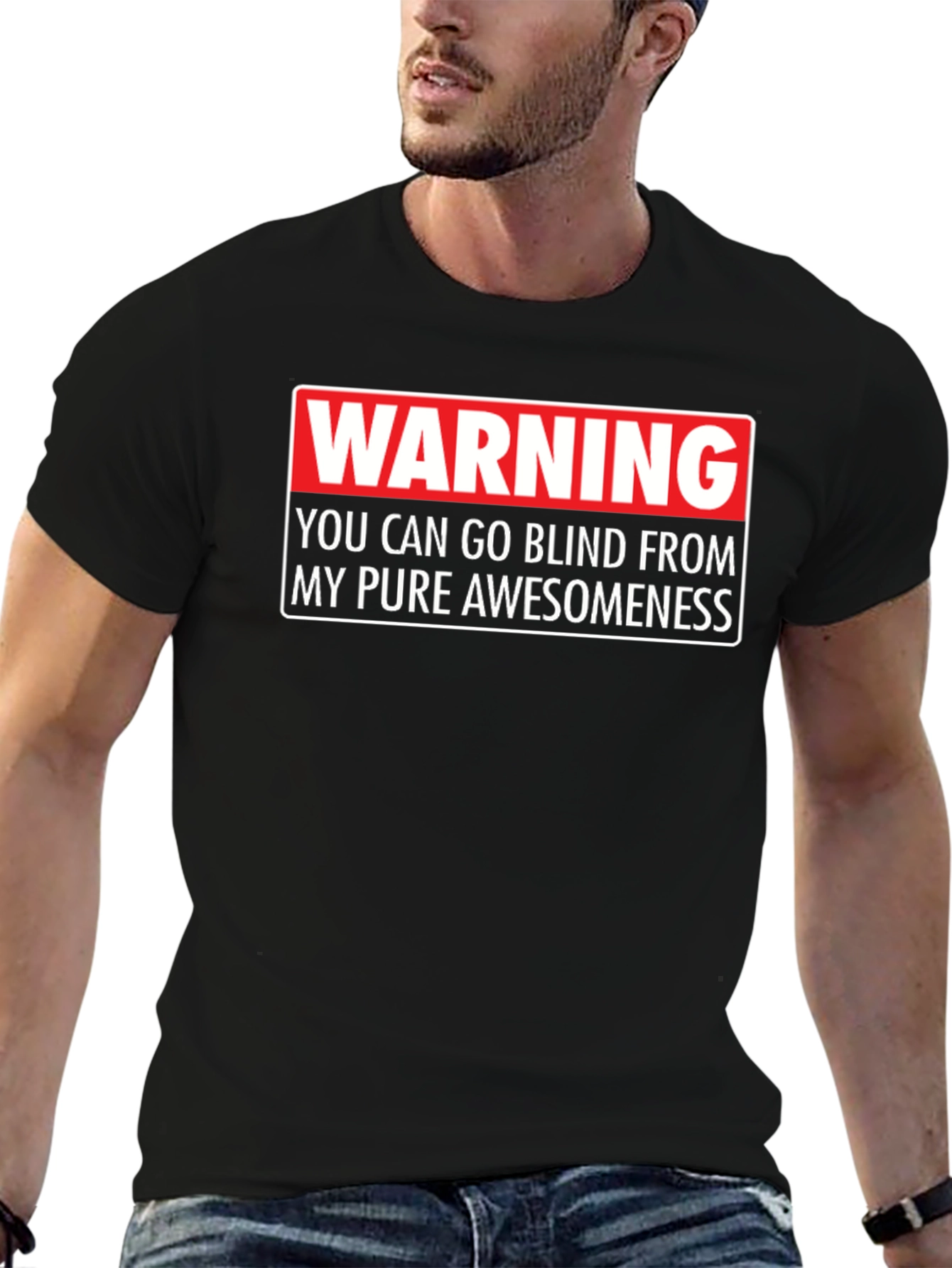 Black Warning: Pure Awesomeness Graphic Tee view 6