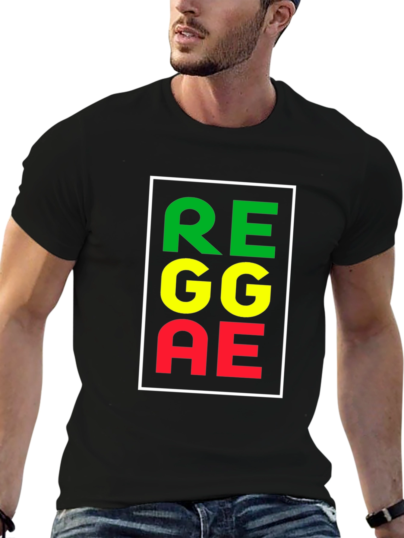 Black Reggae Rasta Color Block T-Shirt view 6