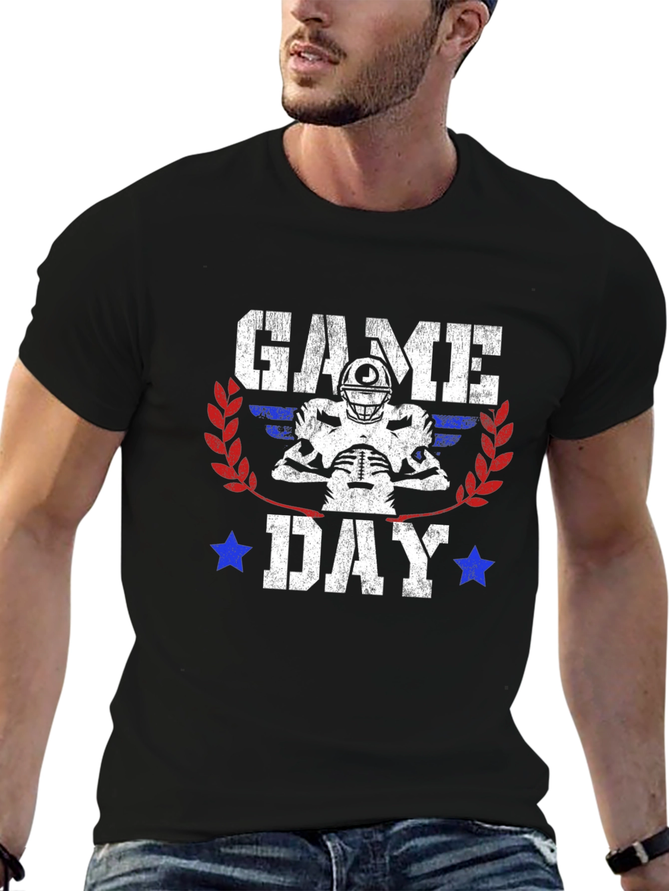 Black Game Day Football Graphic T-Shirt view 6