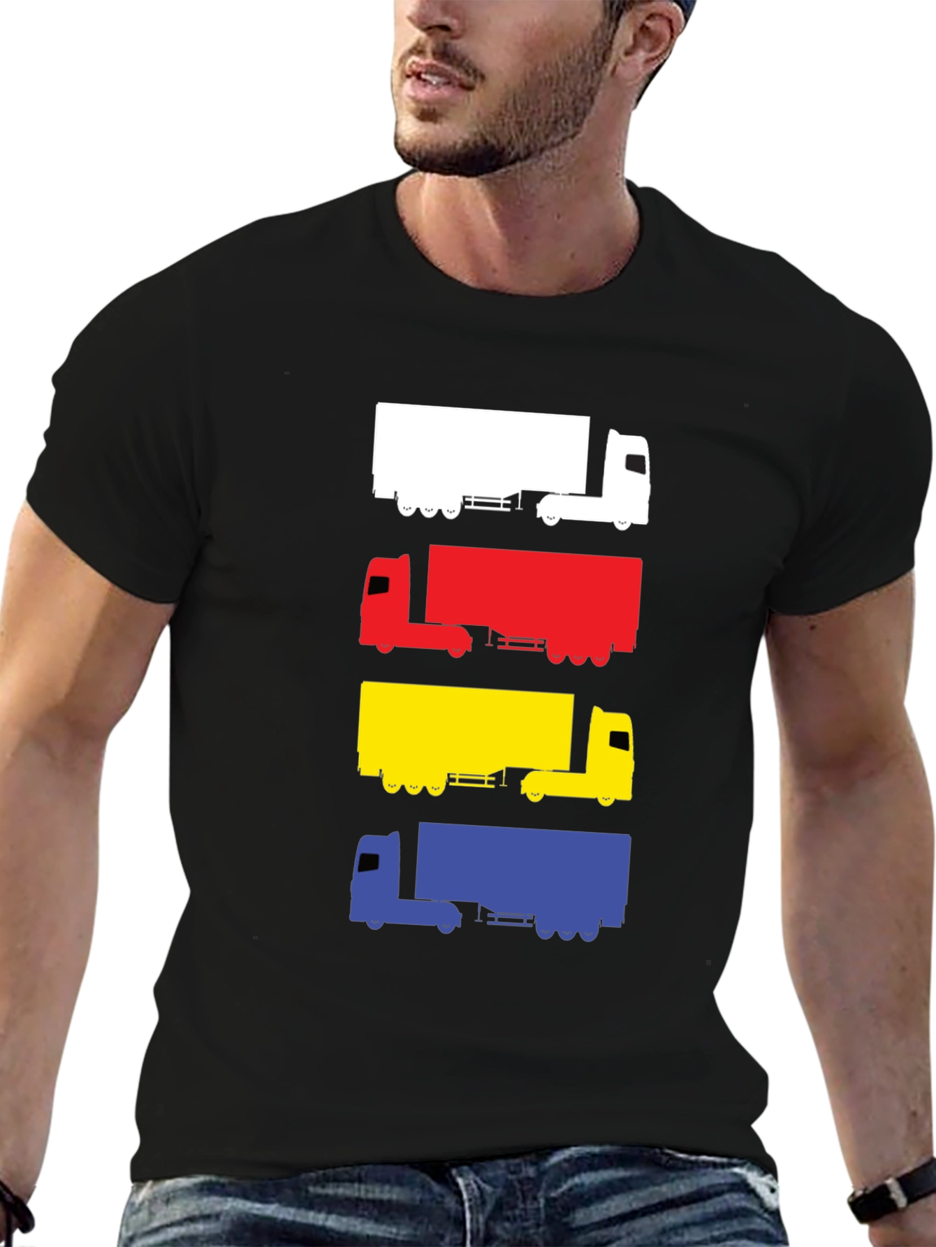 Black Truck Silhouette Graphic Tee - Men's Black T-Shirt view 6