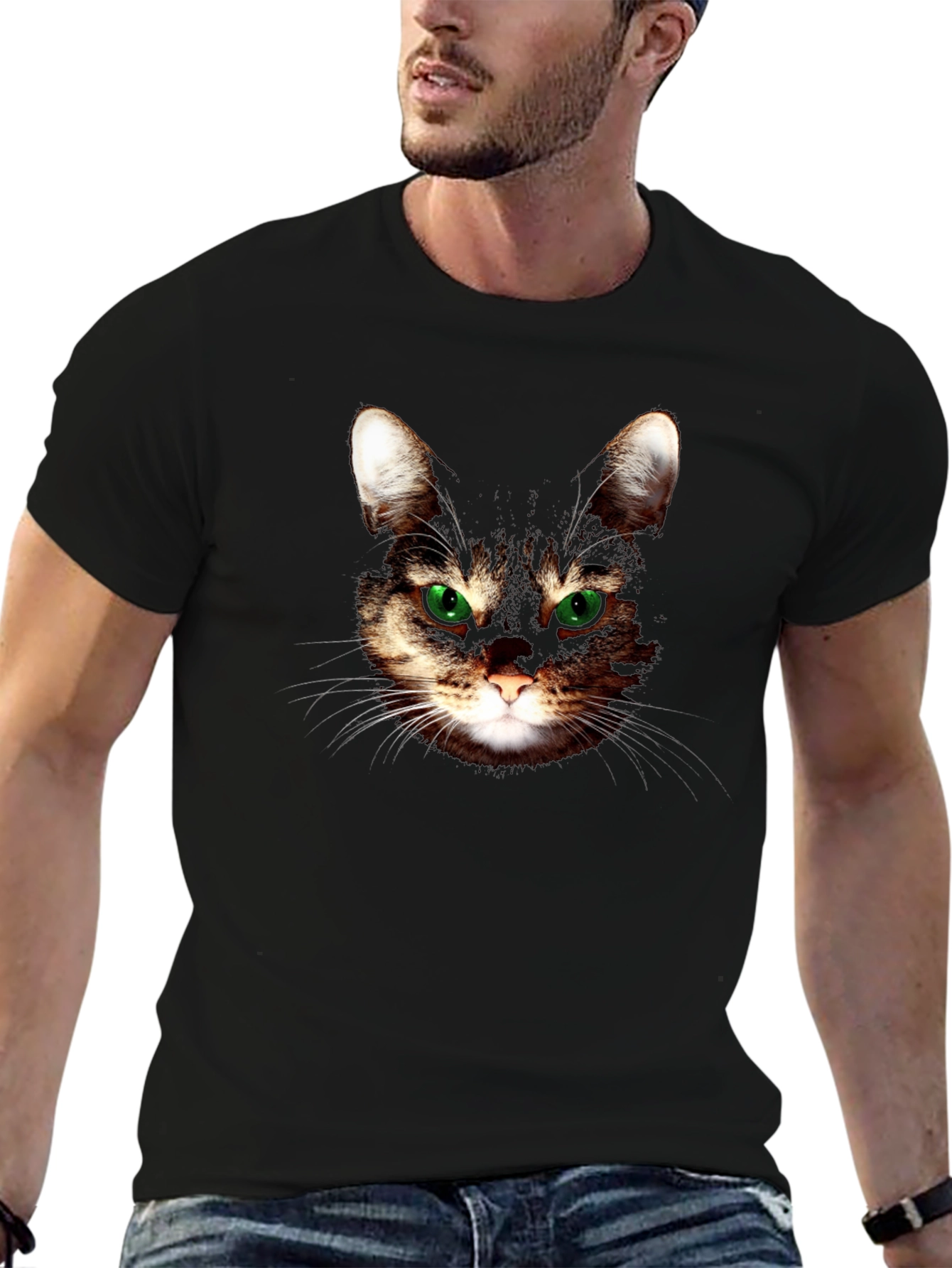 Black Cool Cat Graphic T-Shirt - Black view 6