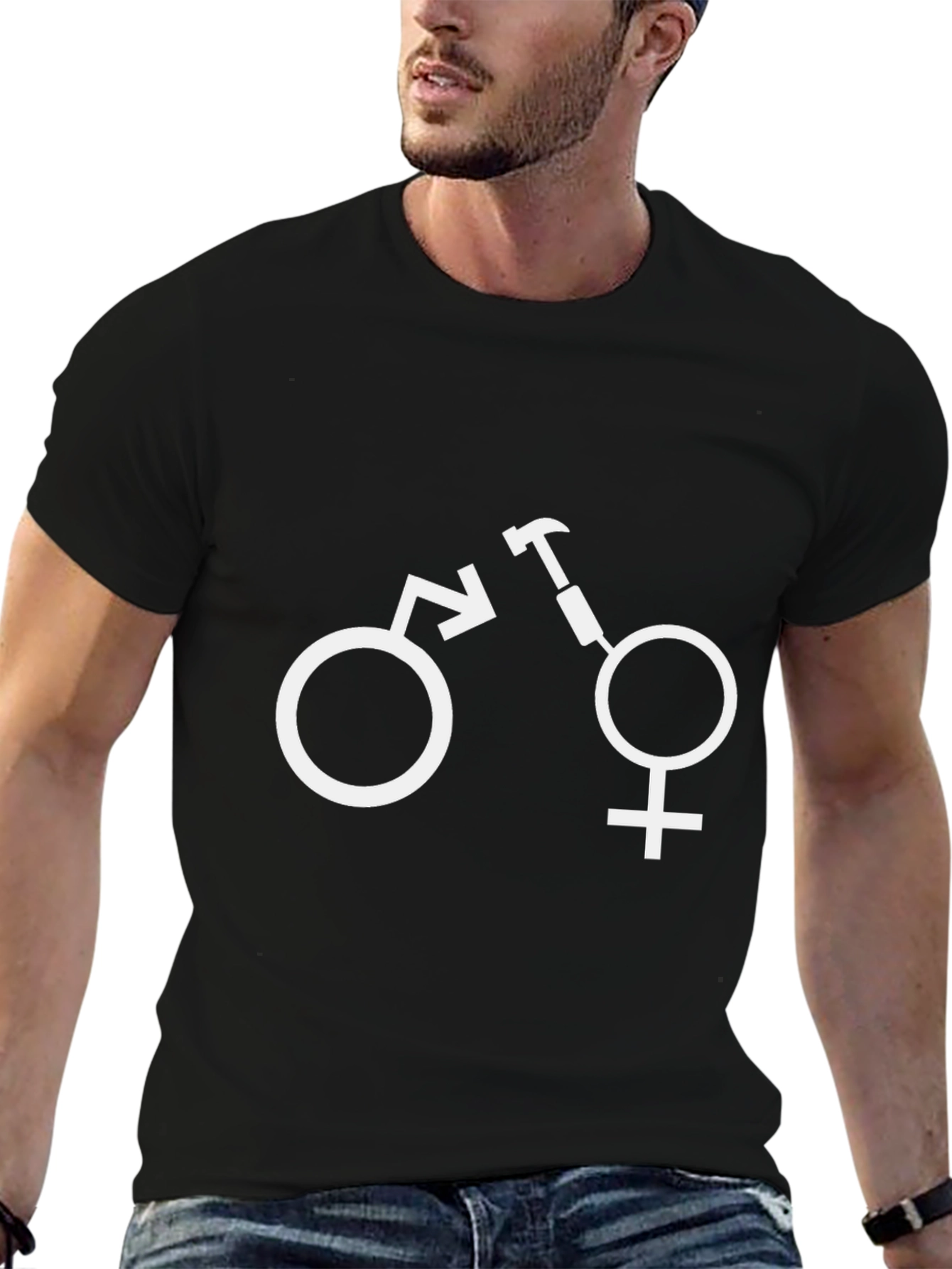 Black Funny Gender Symbol Humor T-Shirt view 6