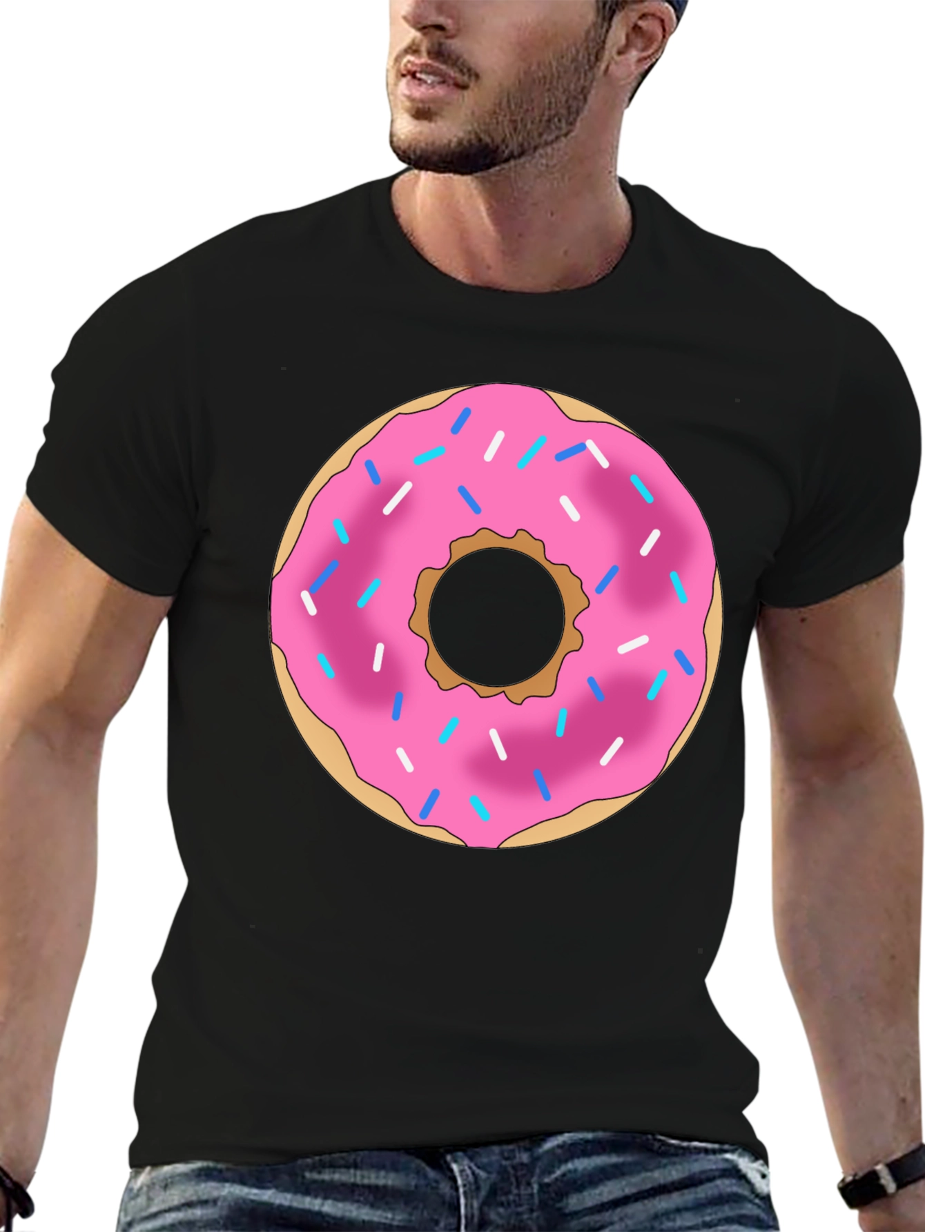 Black Donut Graphic Print Black T-Shirt view 6