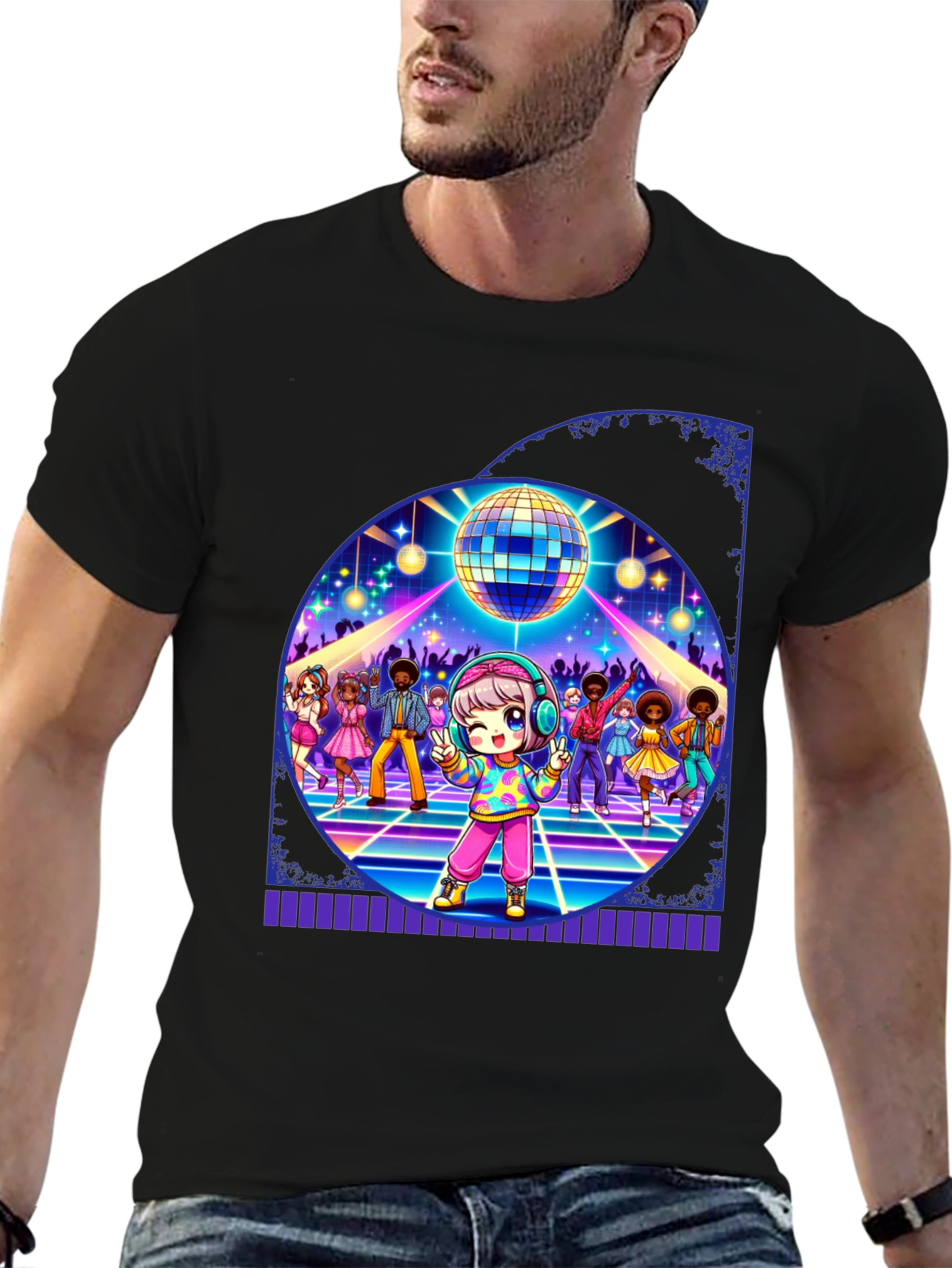 Black Retro Disco Dance T-Shirt view 6