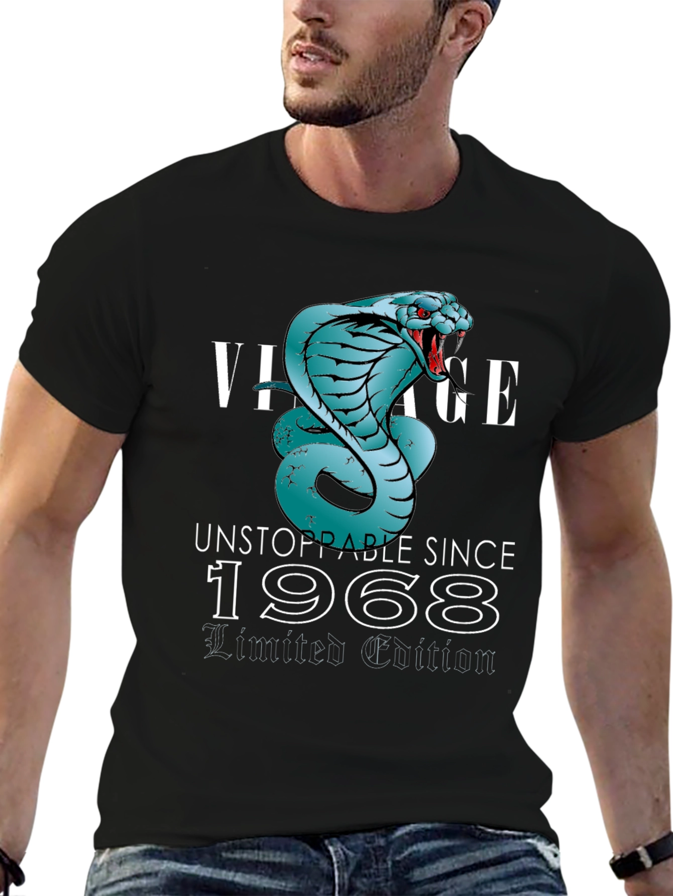 Black Vintage Cobra T-Shirt - Unstoppable Since 1968 view 6