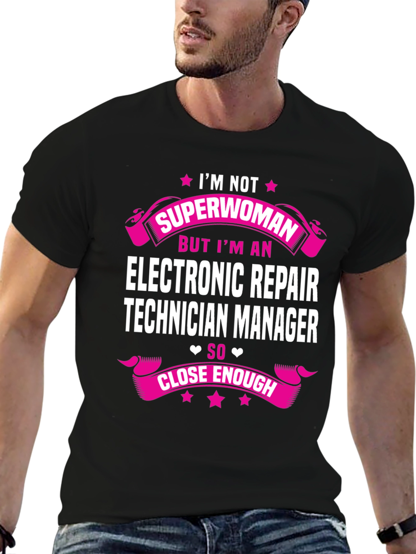 Black Electronic Repair Technician Manager Graphic Tee view 6
