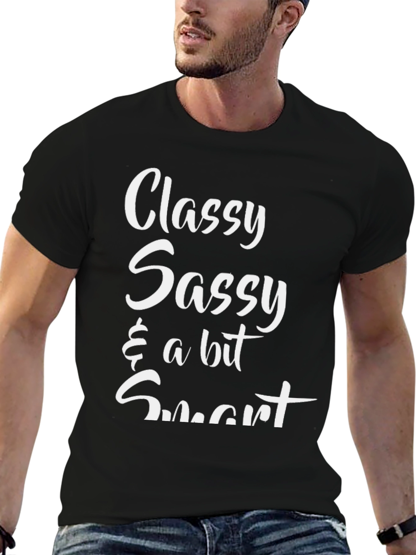Black Classy Sassy & a Bit Smart Graphic Tee view 6