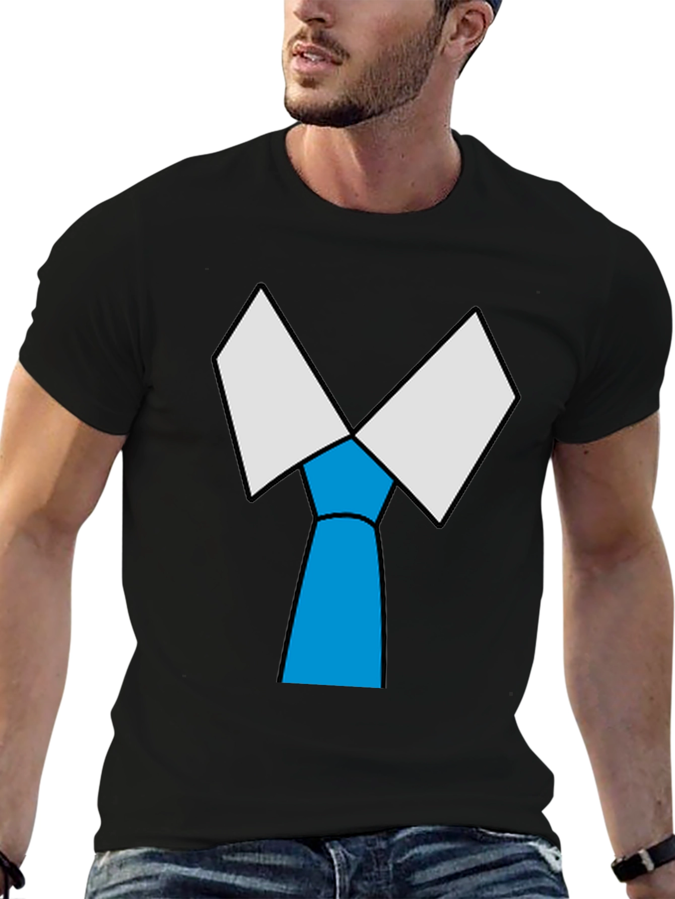 Black Novelty Tie T-Shirt - Funny Graphic Tee view 6