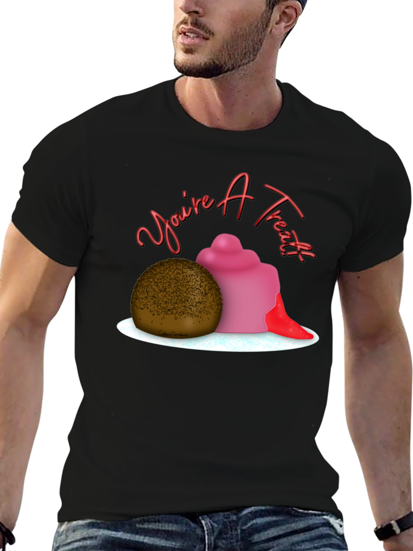 Black You're A Treat Dessert T-Shirt view 6