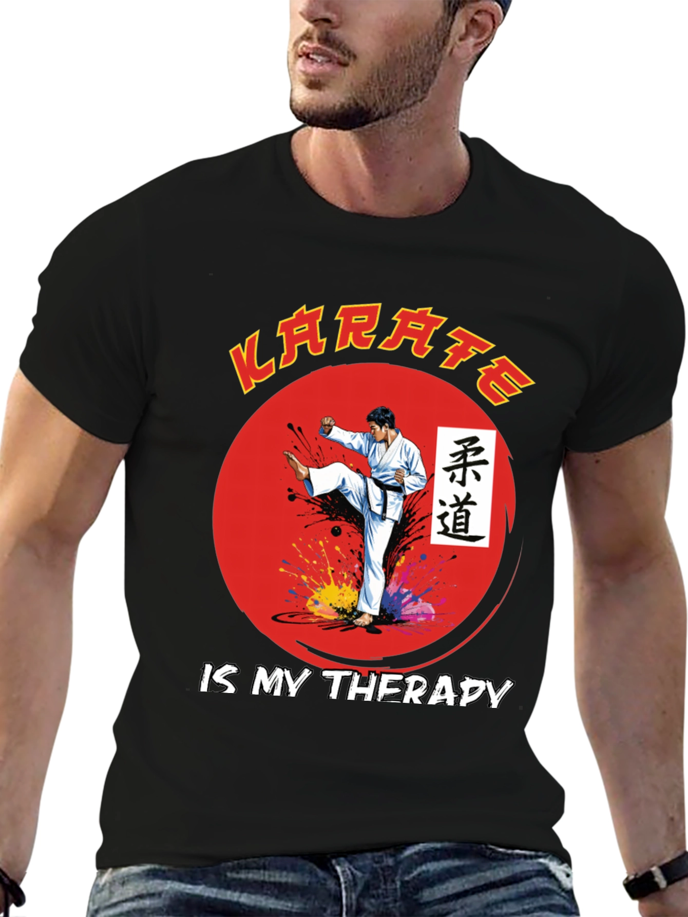Black Karate is My Therapy Black T-Shirt view 6