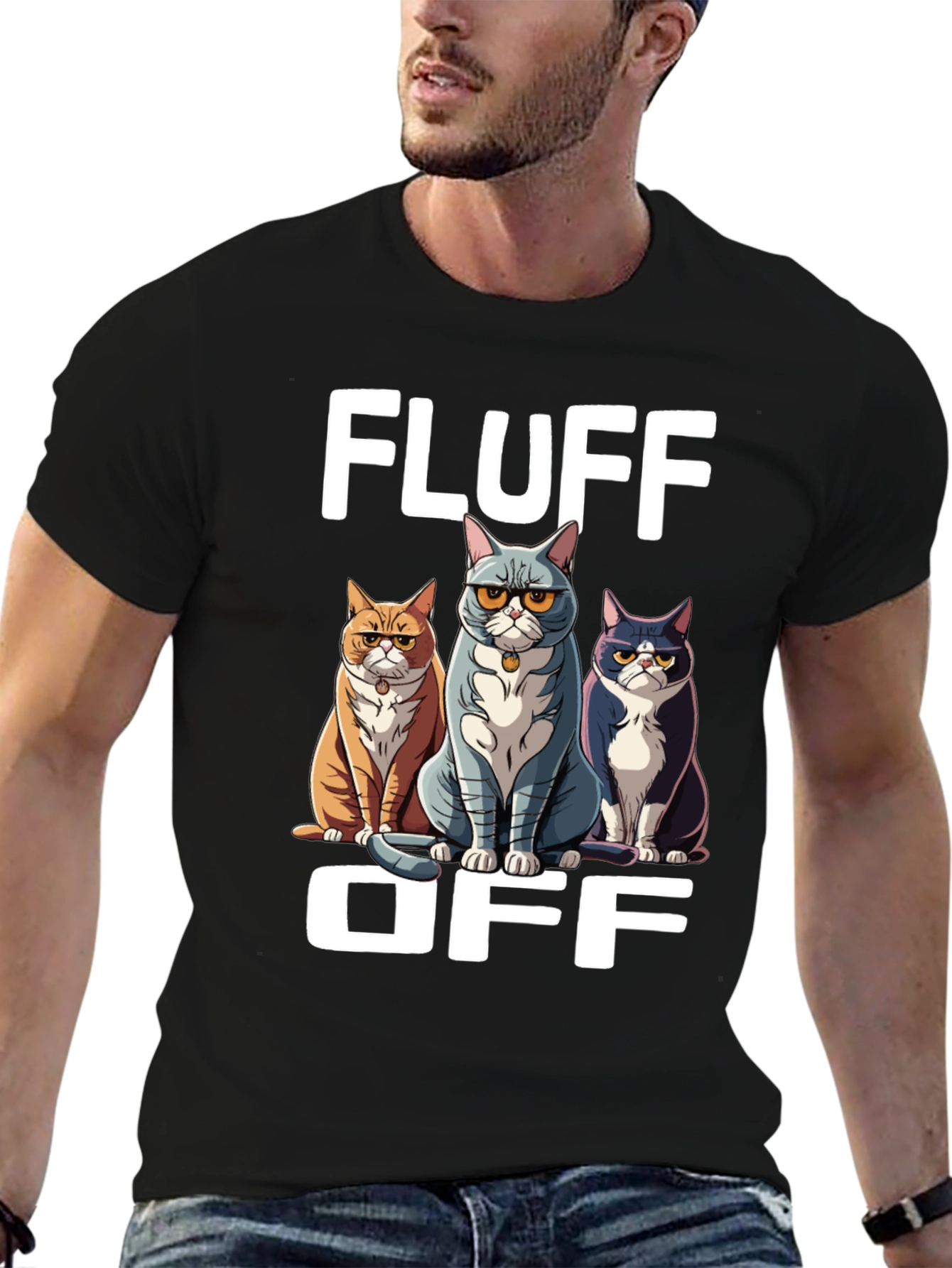 Black Fluff Off Cat Graphic T-Shirt view 6