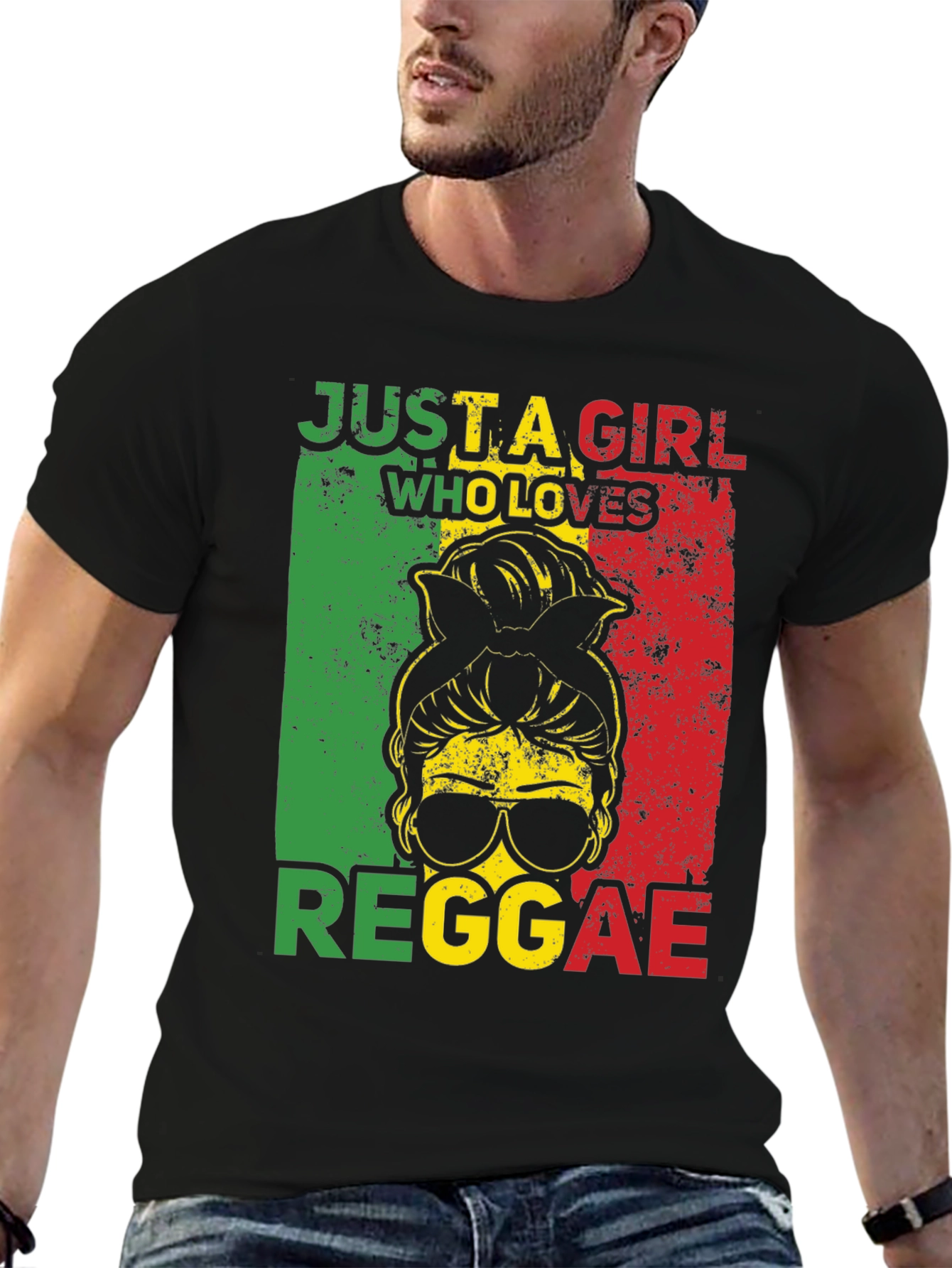 Black Reggae Girl Graphic Tee - Rastafarian Style view 6