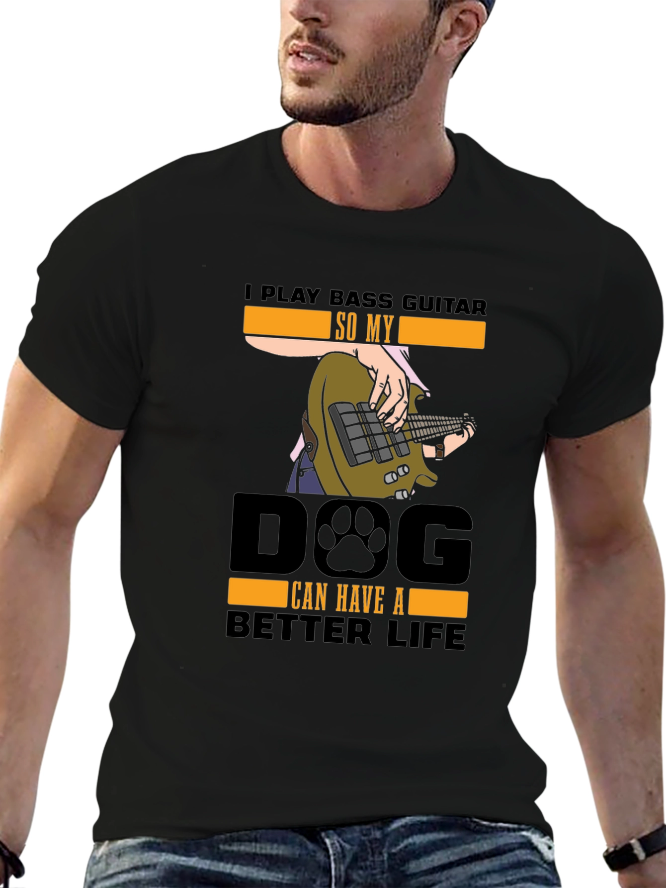 Black Bass Guitar Dog Lover T-Shirt view 6