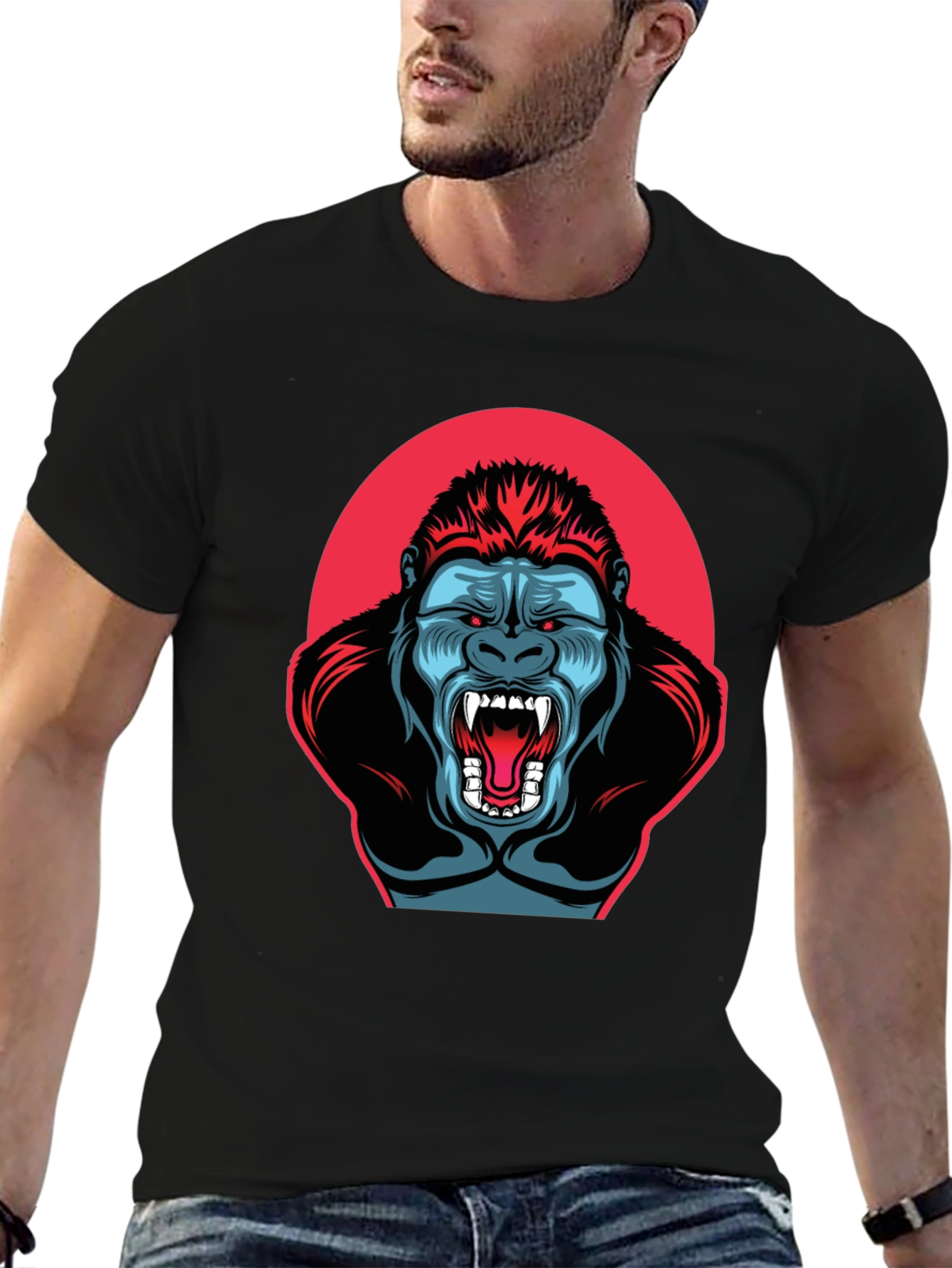 Black Gorilla Graphic T-Shirt - Men's Black Tee view 6