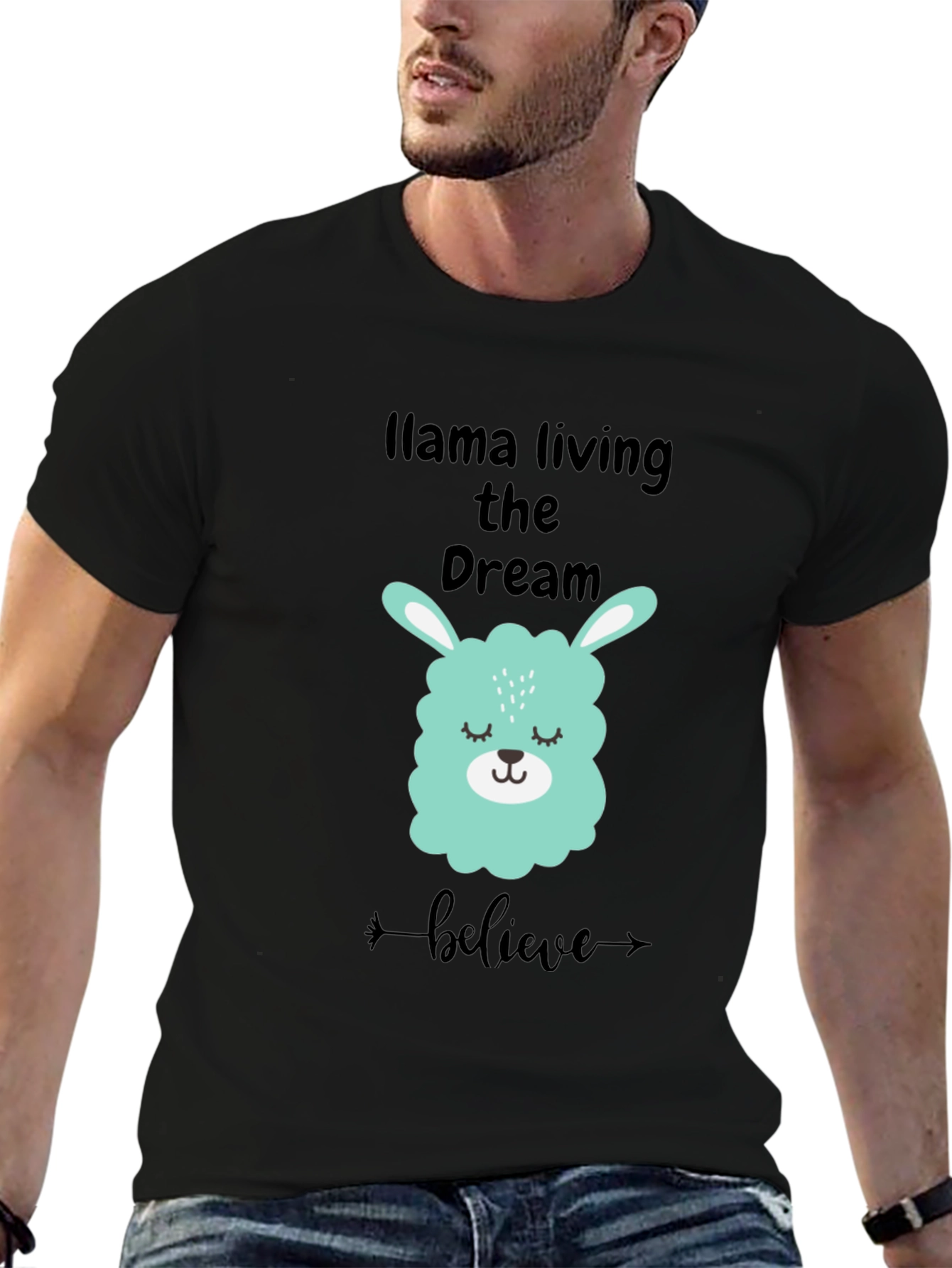 Black Llama Living the Dream Black Graphic Tee view 6